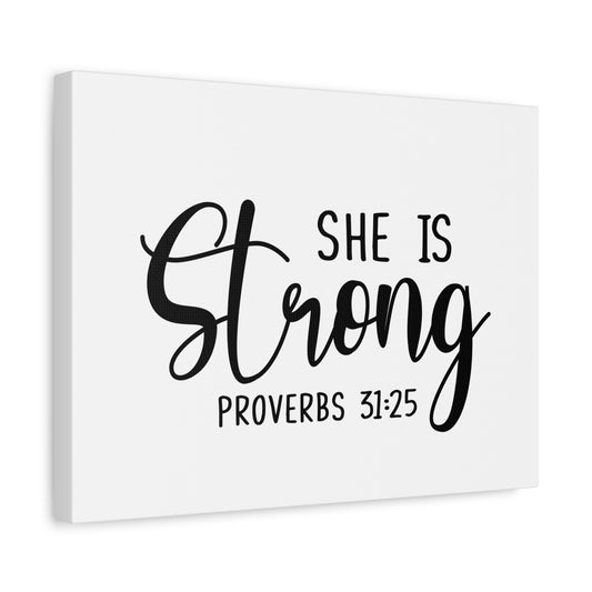 Scripture Canvas She Is Strong Proverbs 31:25 Christian Wall Art Bible Verse Print Ready to Hang