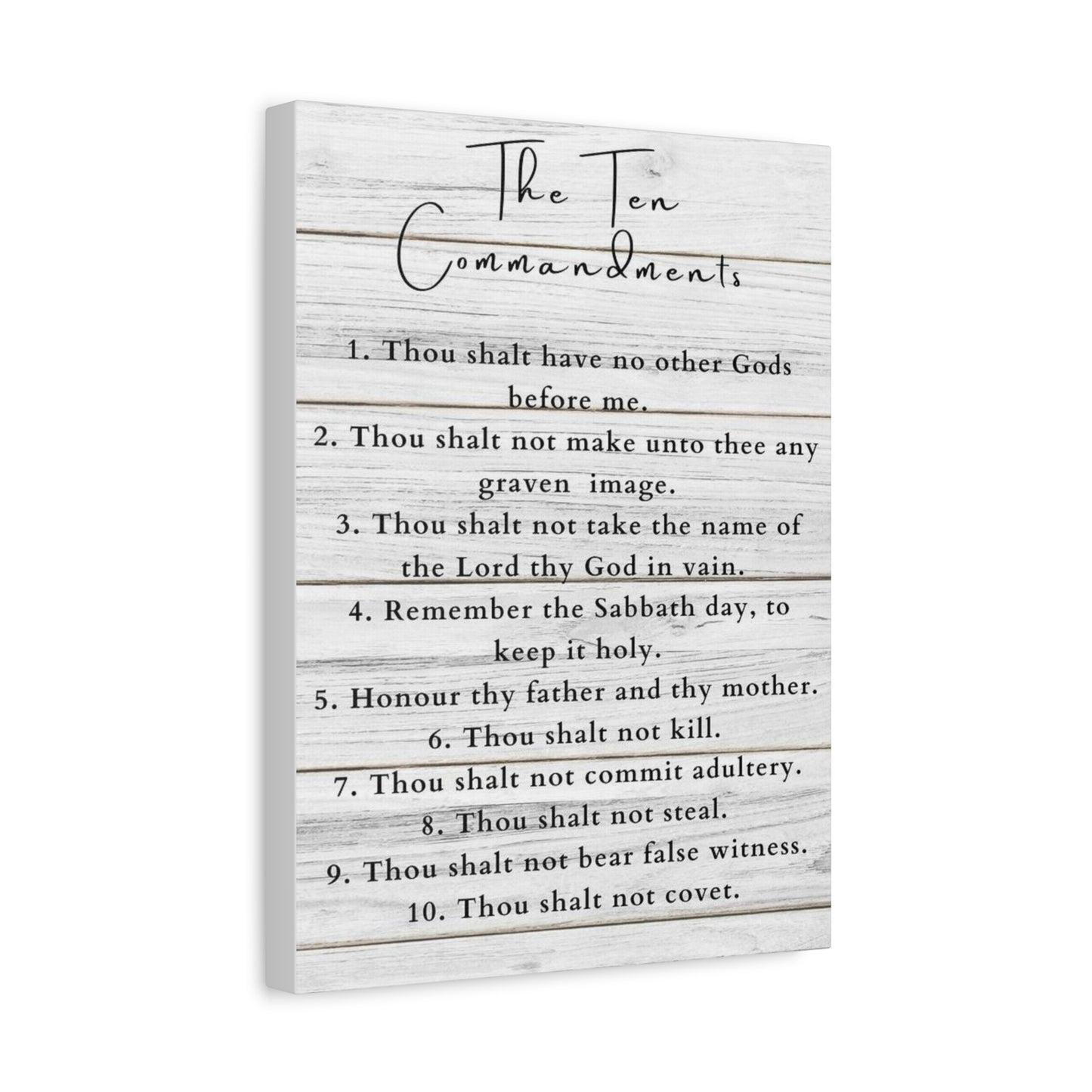 Scripture Canvas Ten Commandments White Christian Wall Art Print Ready to Hang