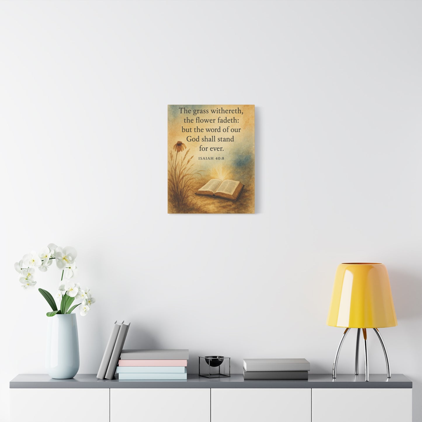 Bible Verse Canvas Isaiah 40:8 Christian Home Décor Wall Art Scripture Ready to Hang Faith Print
