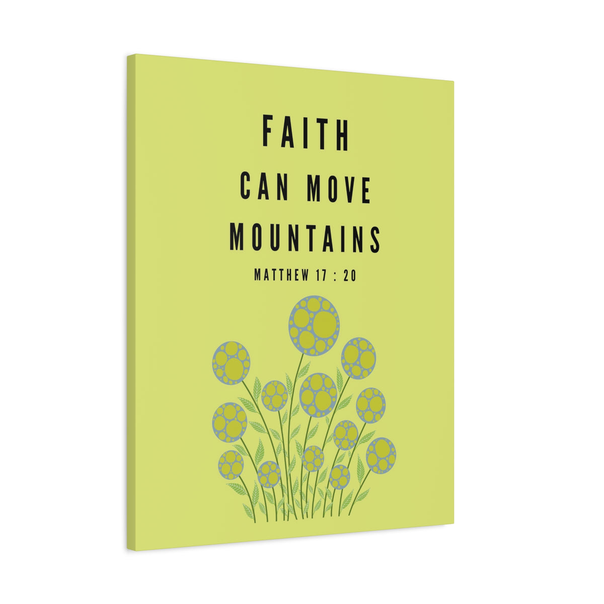 Scripture Canvas Faith Can Move Mountains Matthew 17:20 Christian Wall Art Bible Verse Print Ready to Hang
