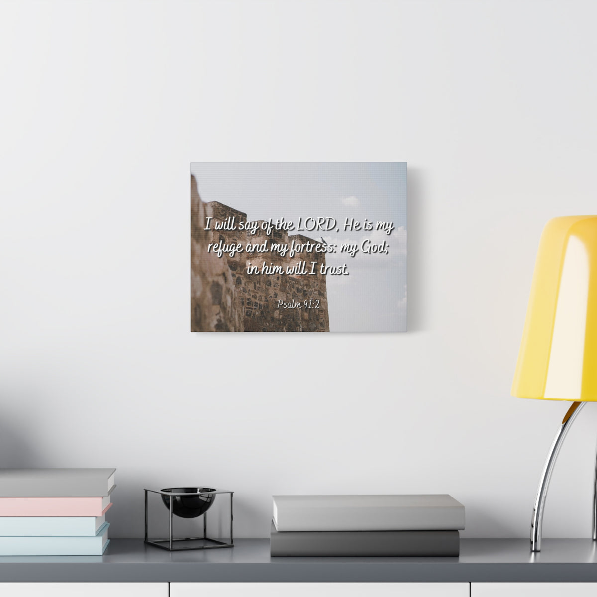 Scripture Canvas My Fortress Psalms 91:2 Christian Wall Art Bible Verse Print Ready to Hang