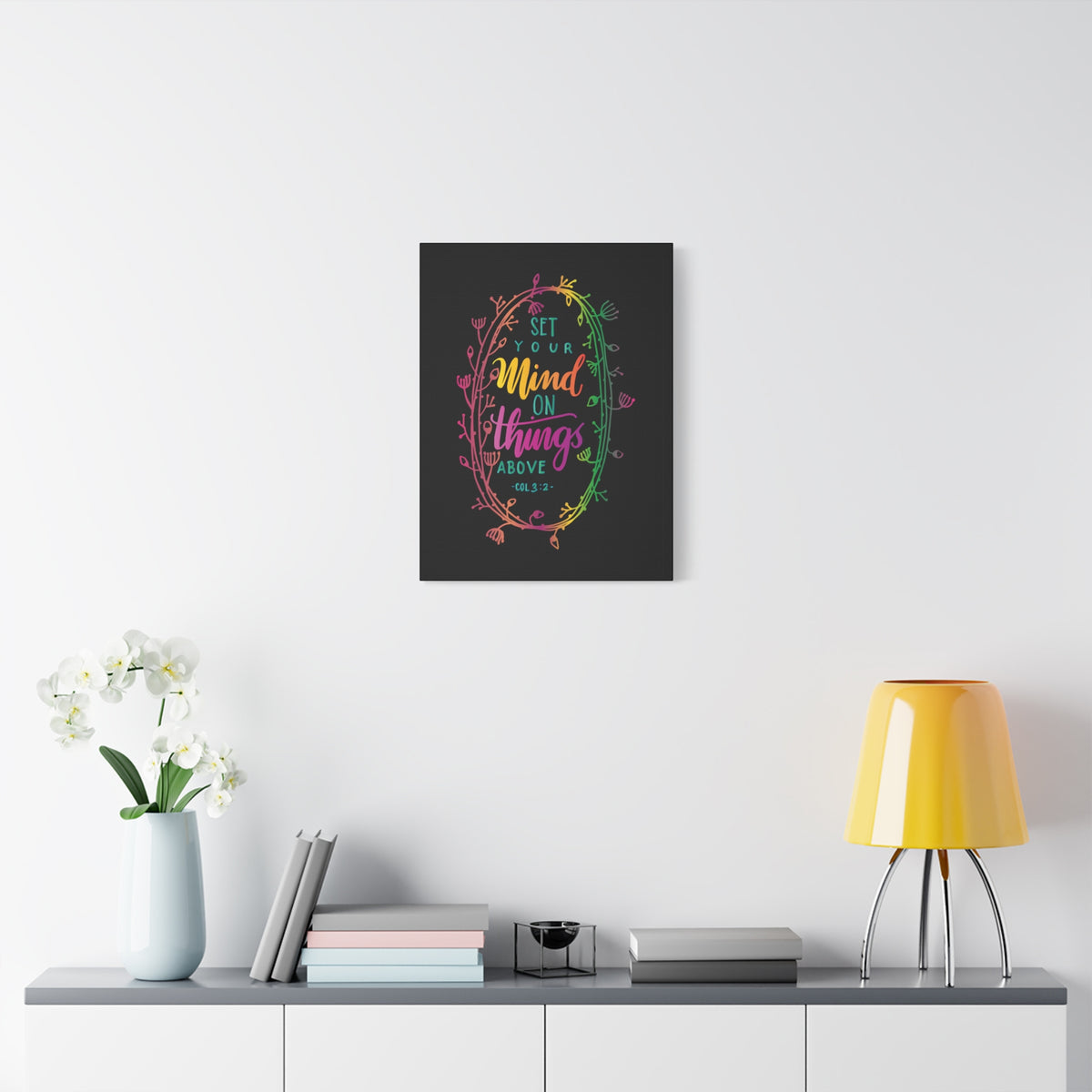 Scripture Canvas Things Above Col 3:2 Christian Wall Art Bible Verse Print Ready to Hang