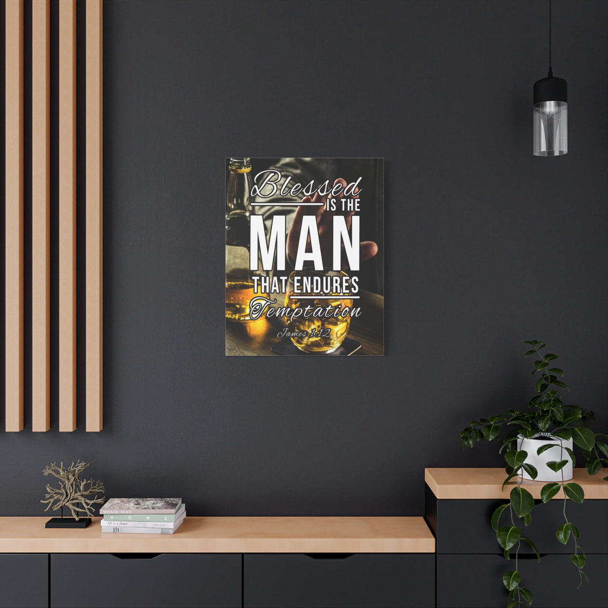 Scripture Canvas Blessed is the Man James 1:12 Christian Wall Art Bible Verse Print Ready to Hang