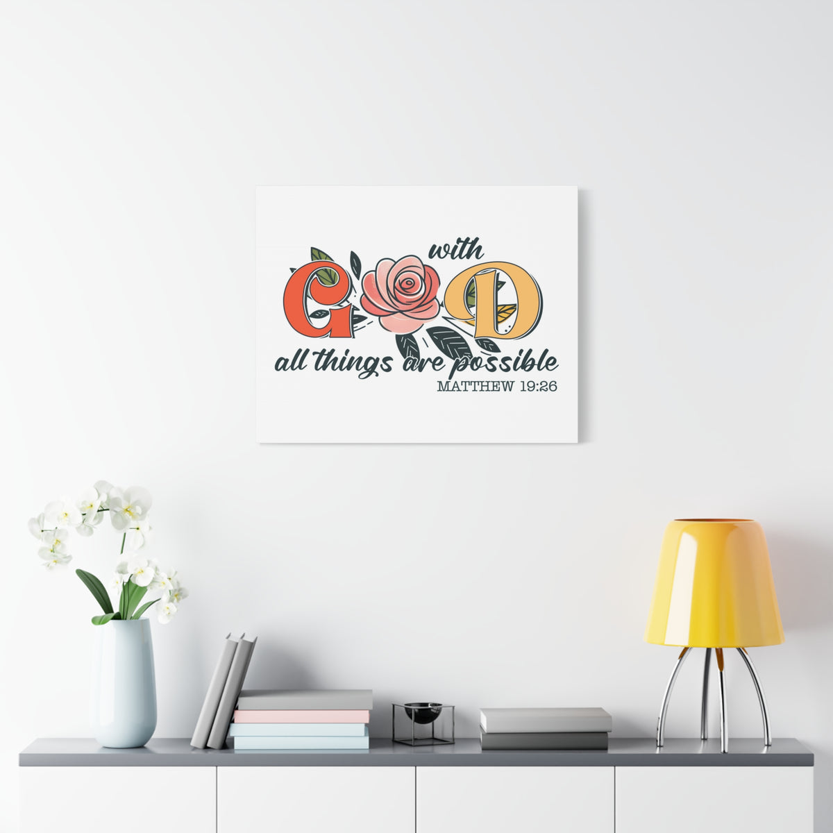 Scripture Walls All Things are Possible Matthew 19:26 Bible Verse Canvas Christian Wall Art Ready to Hang Unframed