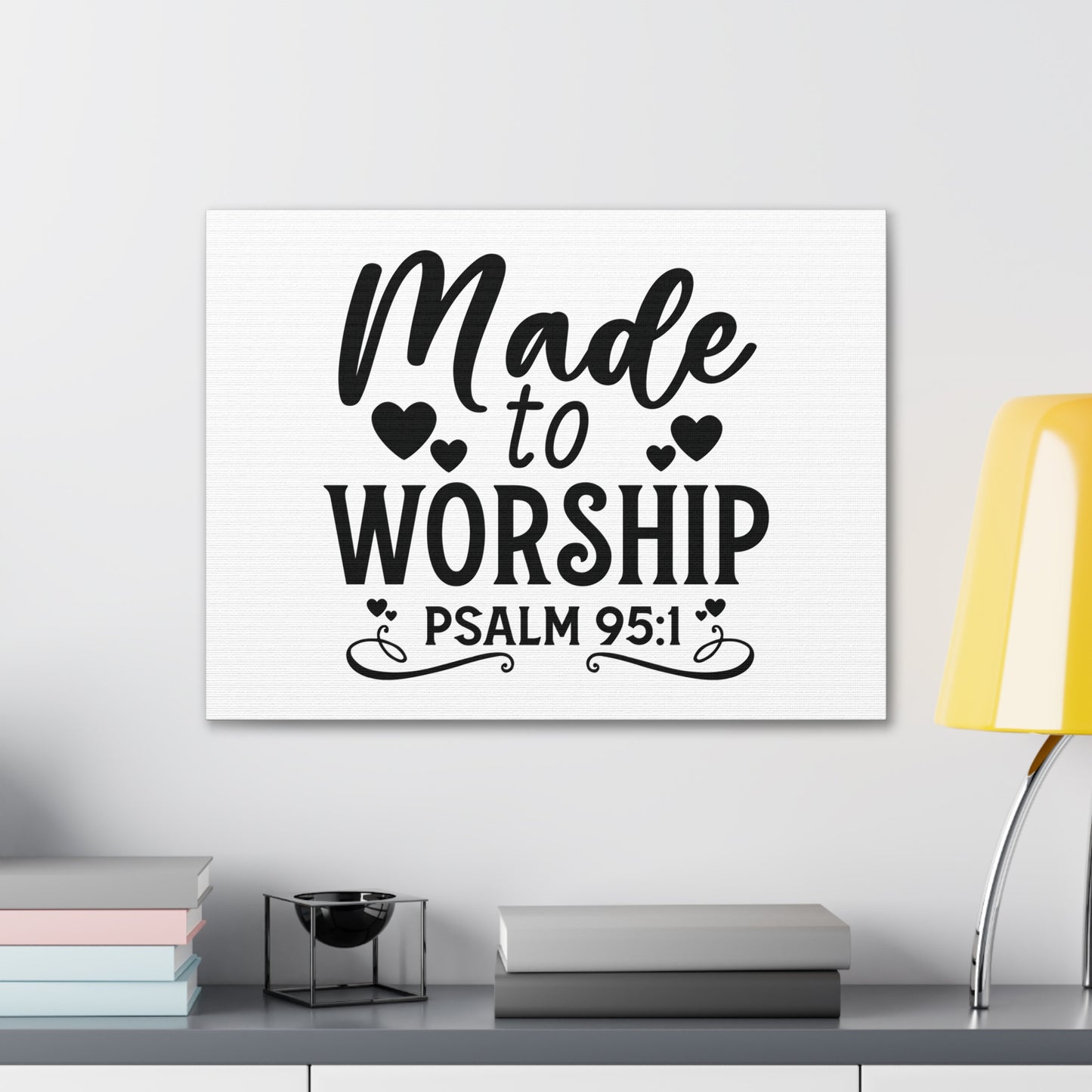 Worship Psalm 95:1 Hearts Bible Verse Canvas Christian Wall Art Ready to Hang