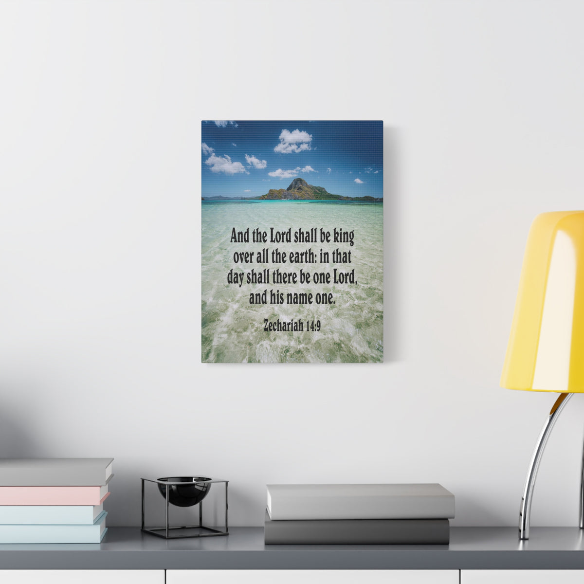Scripture Canvas The Lord Shall Be King Zechariah 14:9 Christian Wall Art Bible Verse Print Ready to Hang