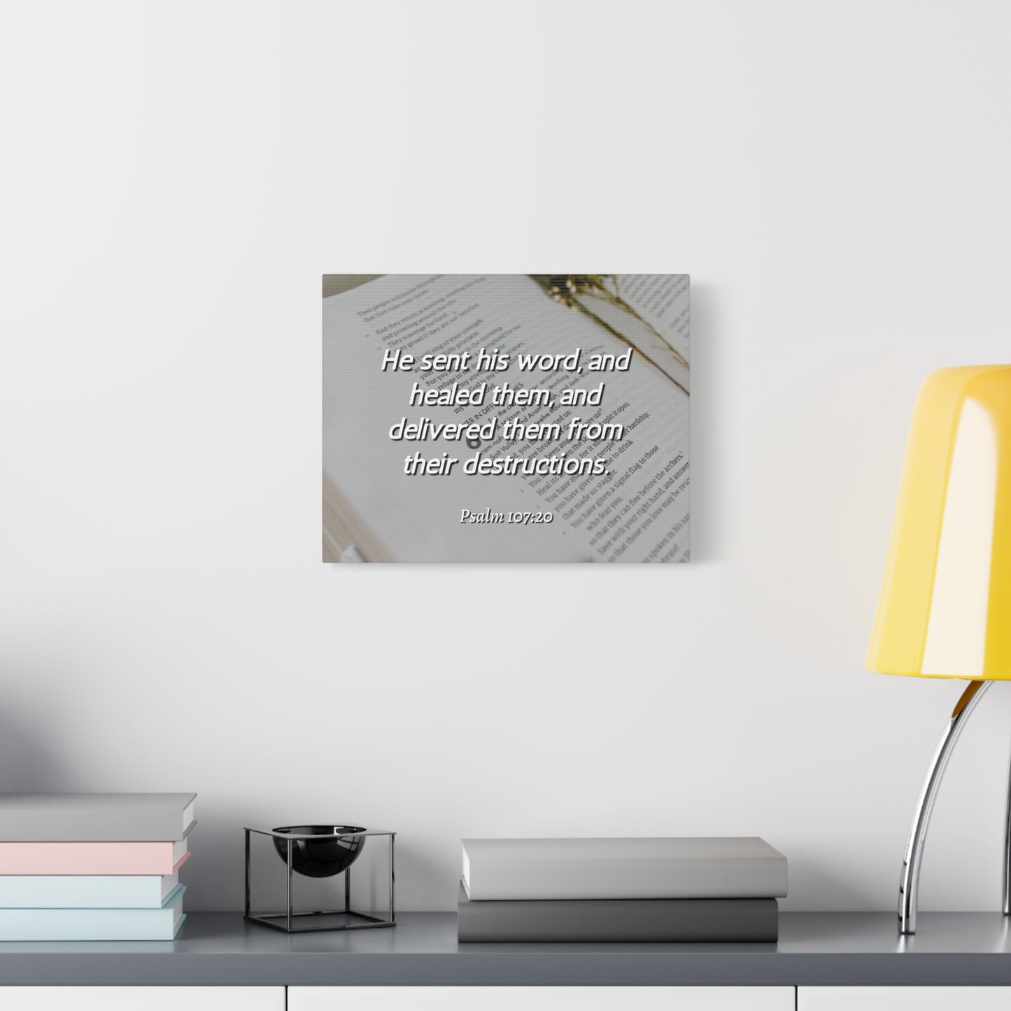 Scripture Canvas Healed Them Psalm 107:20 Christian Wall Art Bible Verse Print Ready to Hang