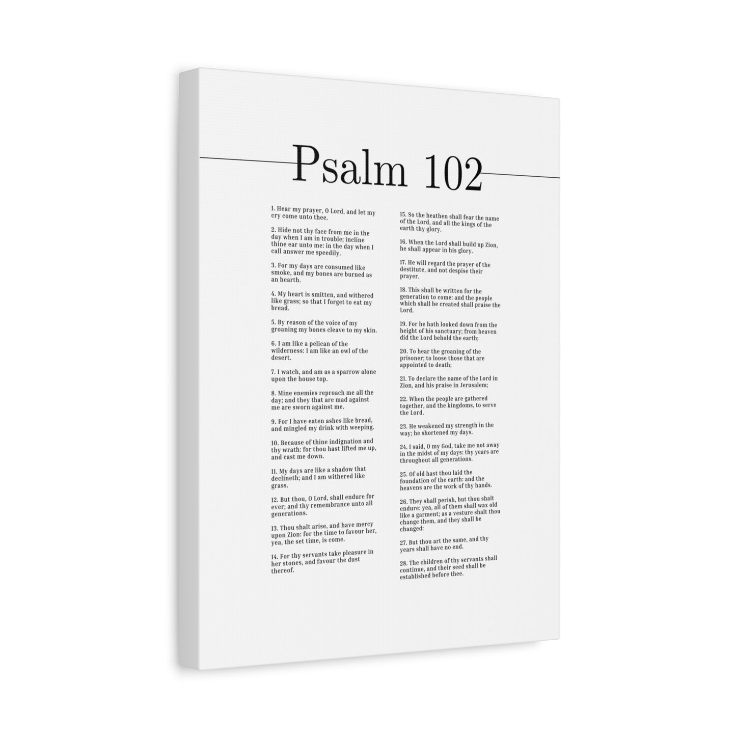 Scripture Canvas Hear My Prayer, O Lord Psalm 102 Christian Wall Art Bible Verse Print Ready to Hang