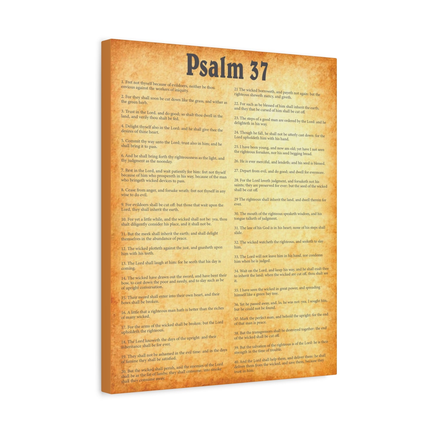 Scripture Walls Psalm 37 Gold Bible Chapter Canvas Christian Wall Art Ready to Hang
