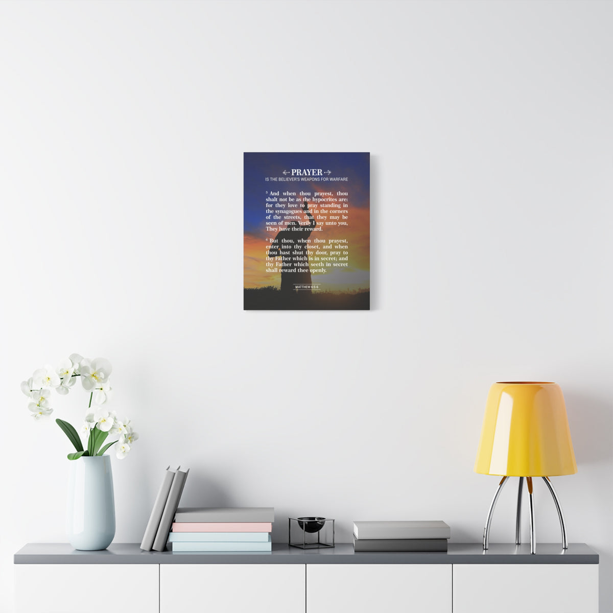 Scripture Canvas Prayer Matthew 6:5-6 Christian Wall Art Bible Verse Print Ready to Hang