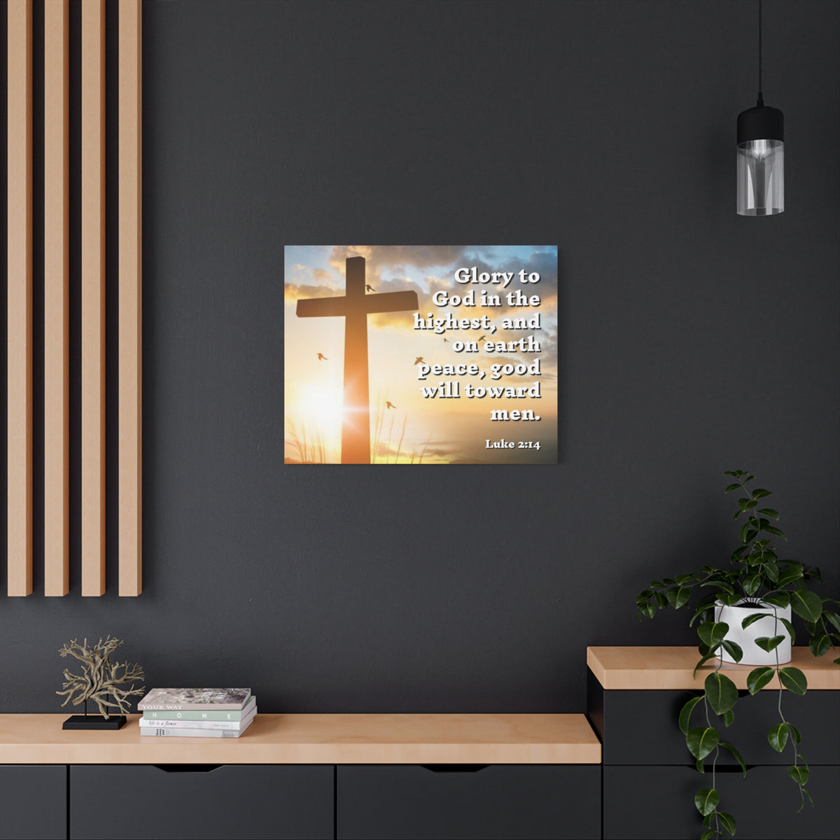 Scripture Canvas Glory To God Luke 2:14 Christian Wall Art Bible Verse Print Ready to Hang