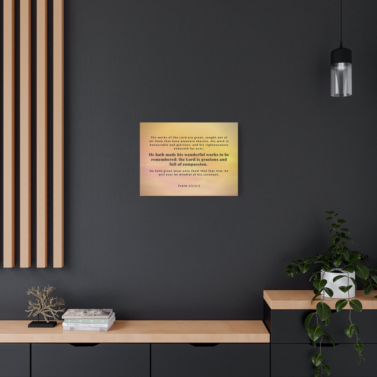 Scripture Canvas Wonderful Works Psalm 111:2-5 Christian Wall Art Bible Verse Print Ready to Hang