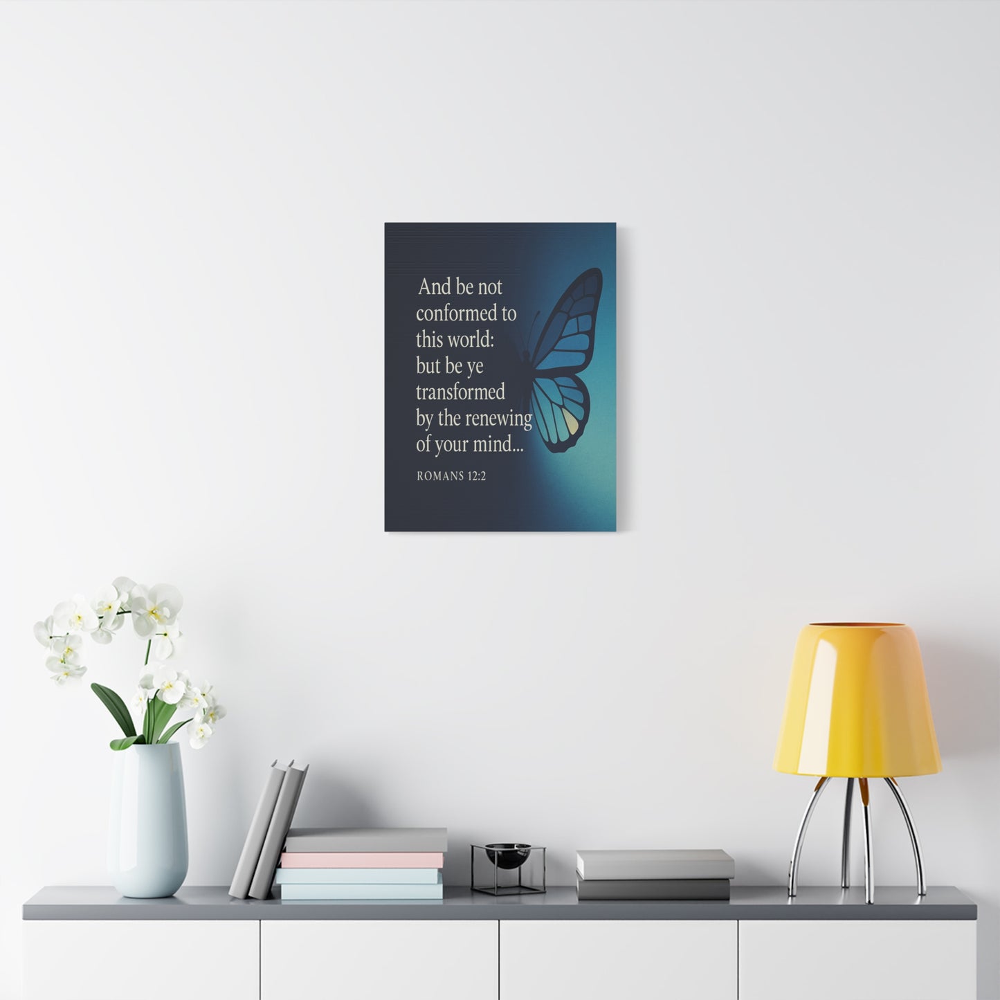 Bible Verse Canvas Romans 12:2 Christian Home Décor Wall Art Scripture Ready to Hang Faith Print