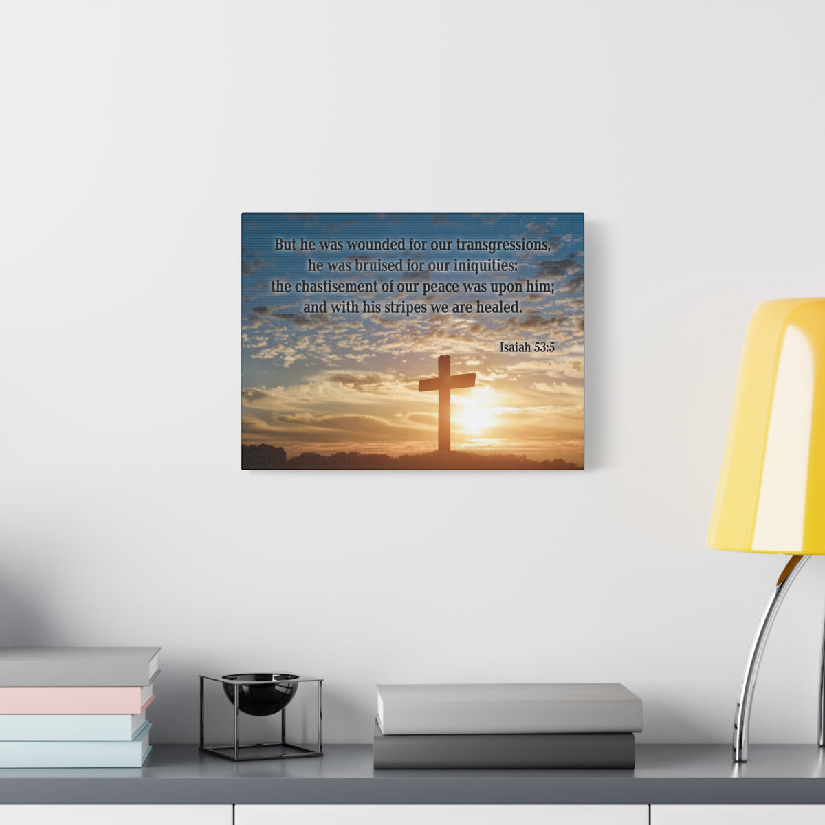 Scripture Canvas Wounded For Our Transgressions Isaiah 53:5 Christian Wall Art Bible Verse Print Ready to Hang