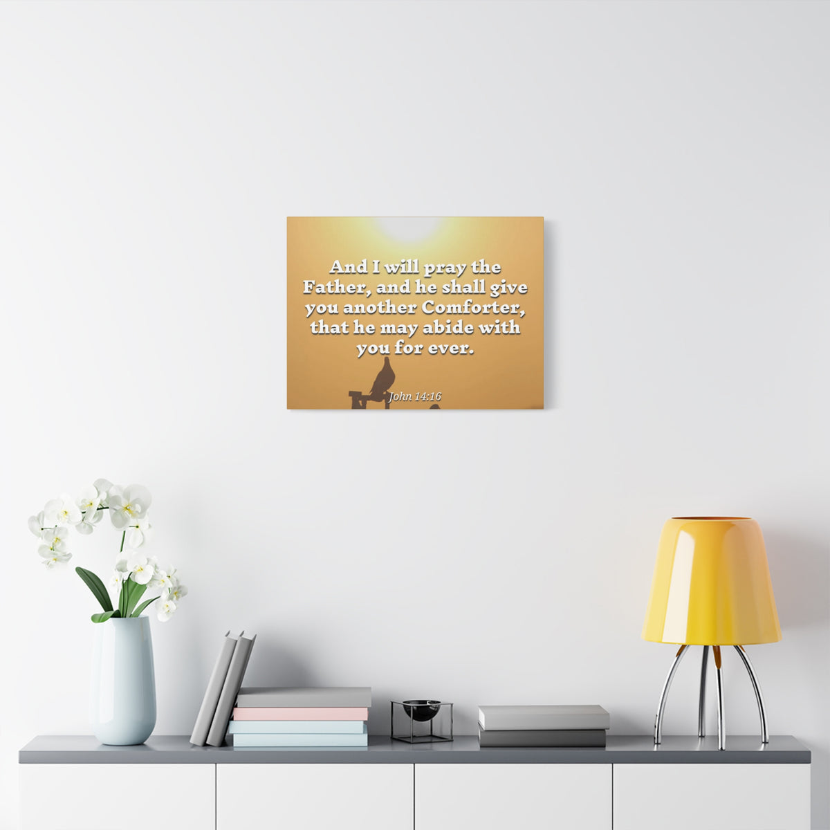 Scripture Canvas Pray The Father John 14:16 Christian Wall Art Bible Verse Print Ready to Hang