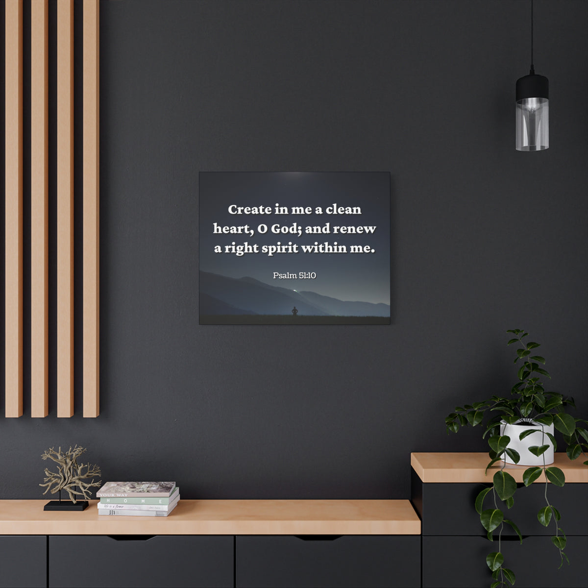 Scripture Canvas Right Spirit Psalm 51:10 Christian Wall Art Bible Verse Print Ready to Hang