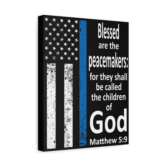 Scripture Walls Matthew 5:9 Police Officer Sign Bible Canvas Christian Wall Art Ready to Hang Unframed