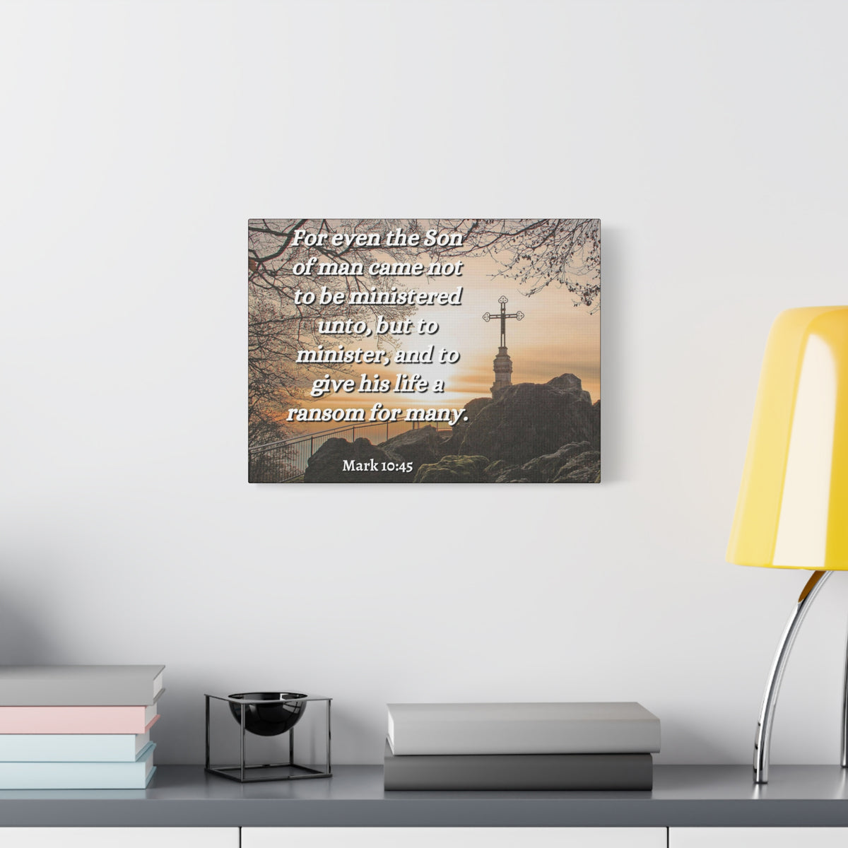 Scripture Canvas Son Of Man Mark 10:45 Christian Wall Art Bible Verse Print Ready to Hang