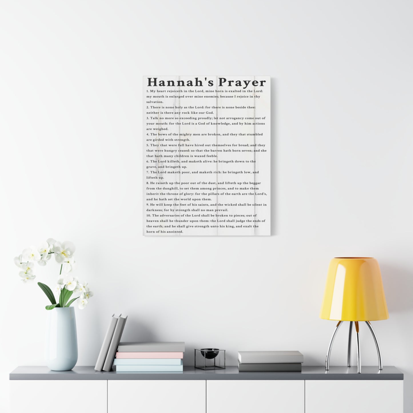 Scripture Walls Hannah's Prayer 1 Samuel 2:1–10 White Bible Verse Canvas Christian Wall Art Ready to Hang Unframed