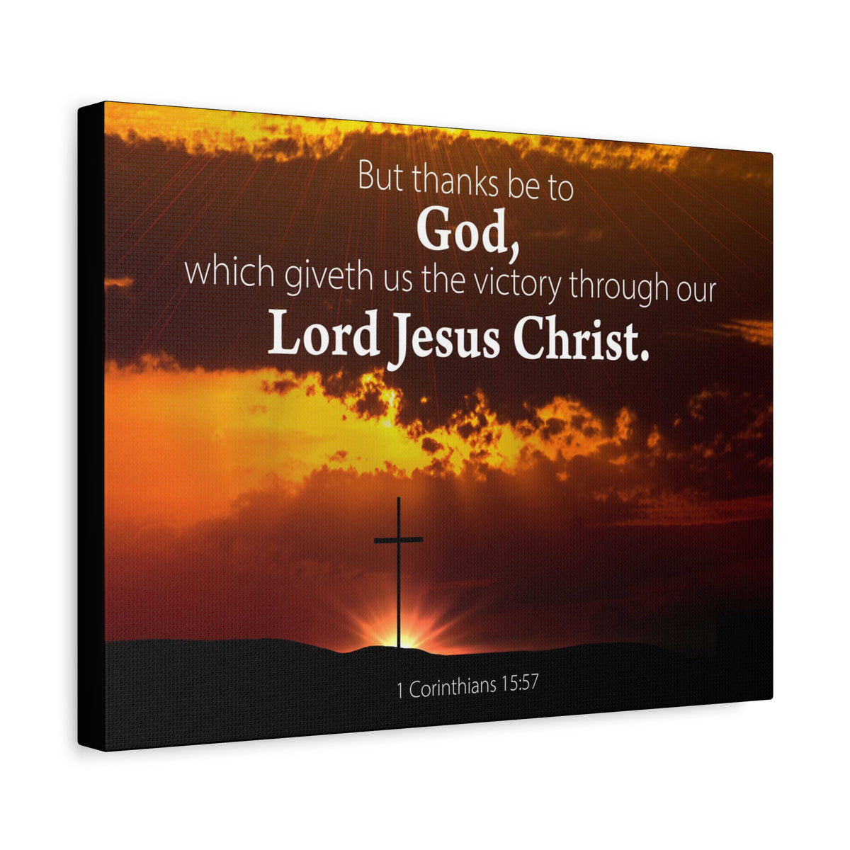 Scripture Canvas Thanks Be to God 1 Corinthians 15:57 Christian Wall Art Bible Verse Print Ready to Hang