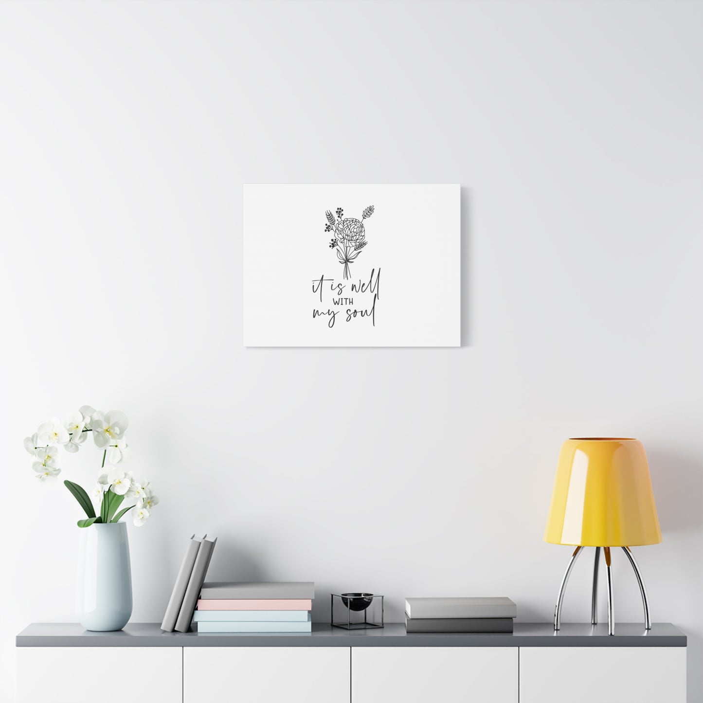 Scripture Canvas It Is Well With My Soul Psalm 42:7 Flower Christian Wall Art Bible Verse Print Ready to Hang