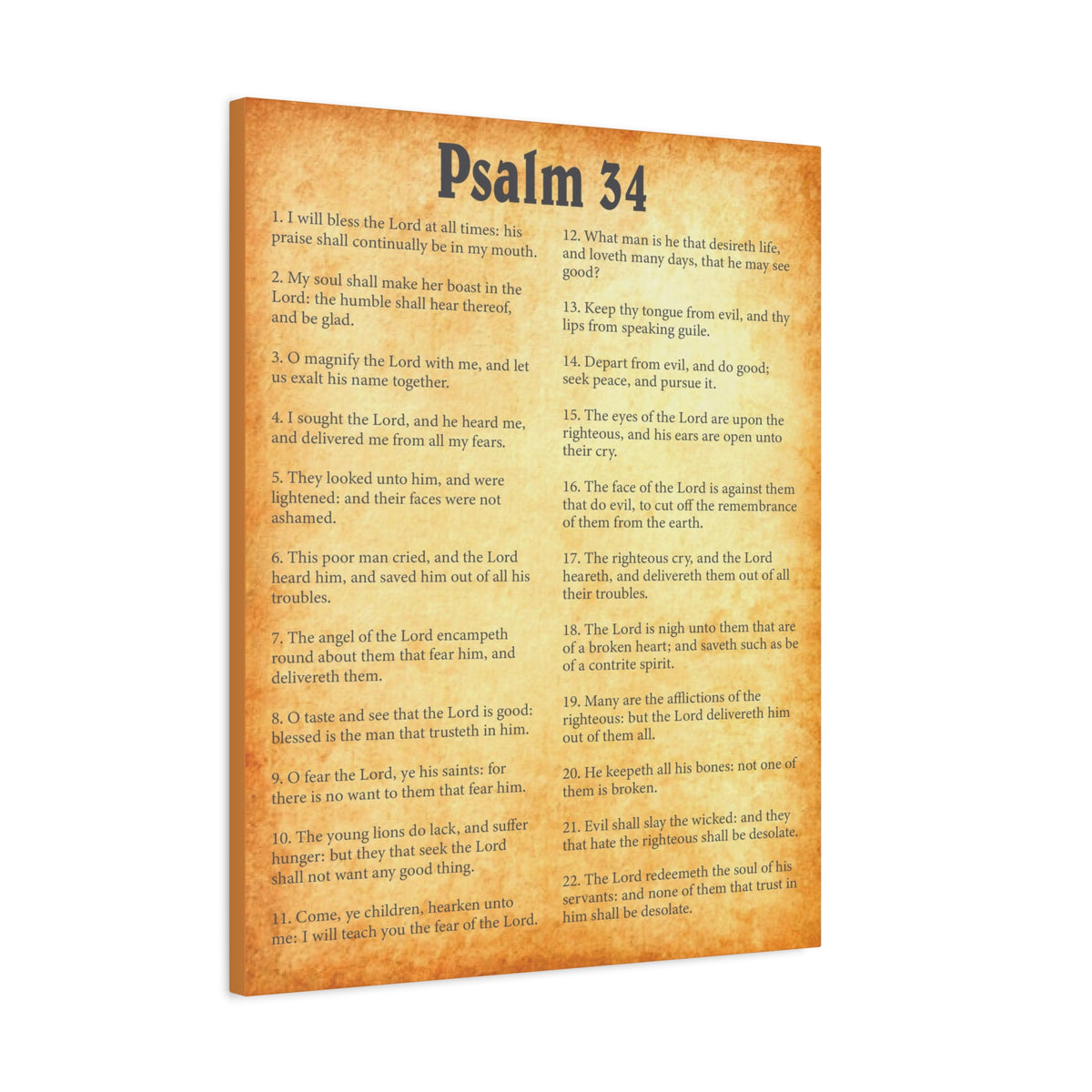 Scripture Walls Psalm 34 Gold Bible Chapter Canvas Christian Wall Art Ready to Hang