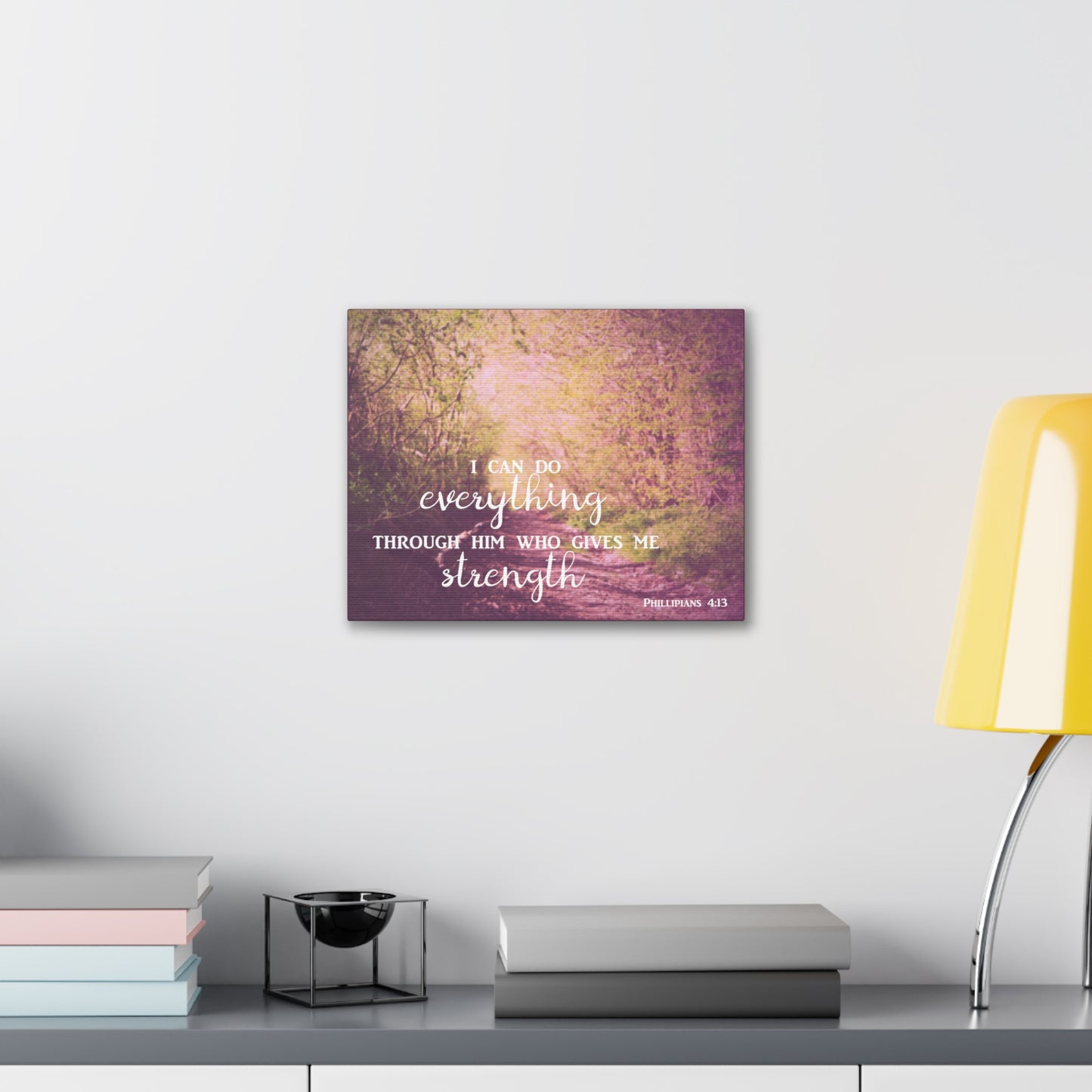Through Him Trees Christian Philippians 4:13 Wall Art Bible Verse Print Ready to Hang
