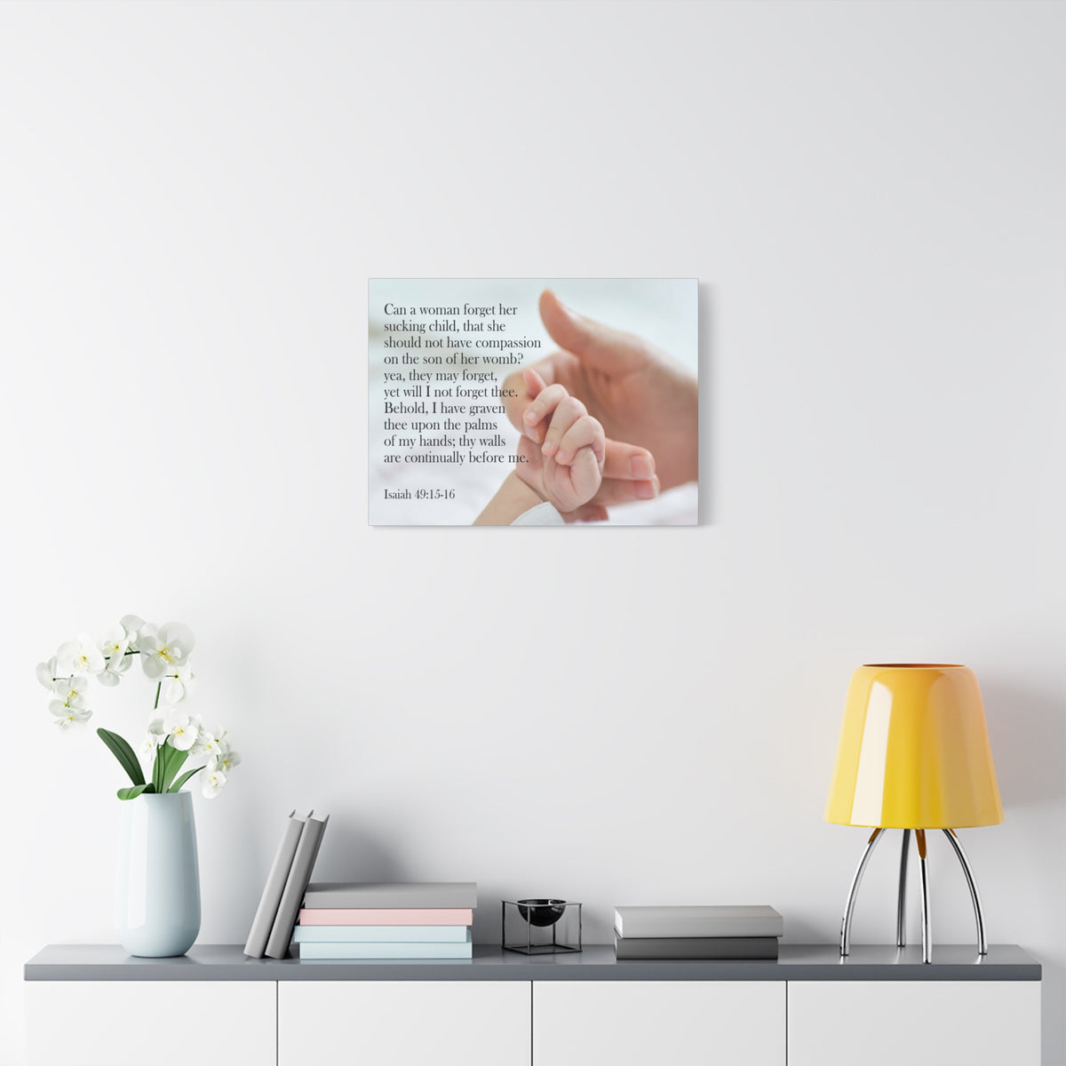 Scripture Canvas Never Forgotten Isaiah 49:15-16 Christian Wall Art Bible Verse Print Ready to Hang