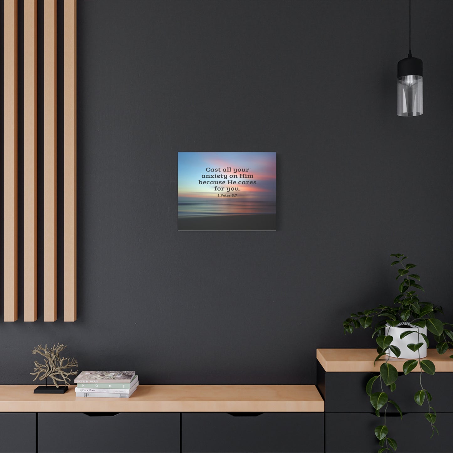 Scripture Walls He Cares For You 1 Peter 5:7 Bible Verse Canvas Christian Wall Art Ready to Hang
