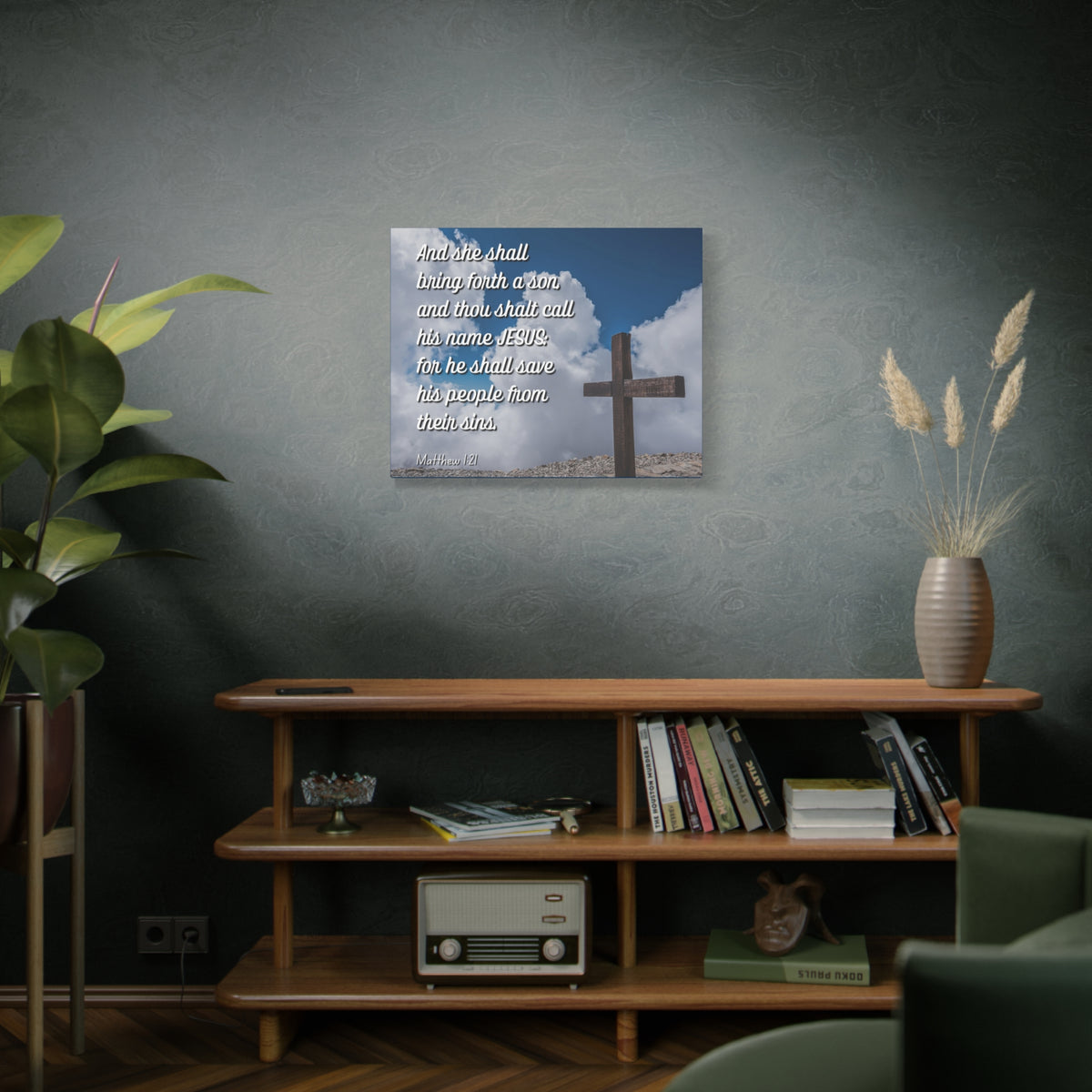 Scripture Canvas Save His People Matthew 1:21 Christian Wall Art Bible Verse Print Ready to Hang