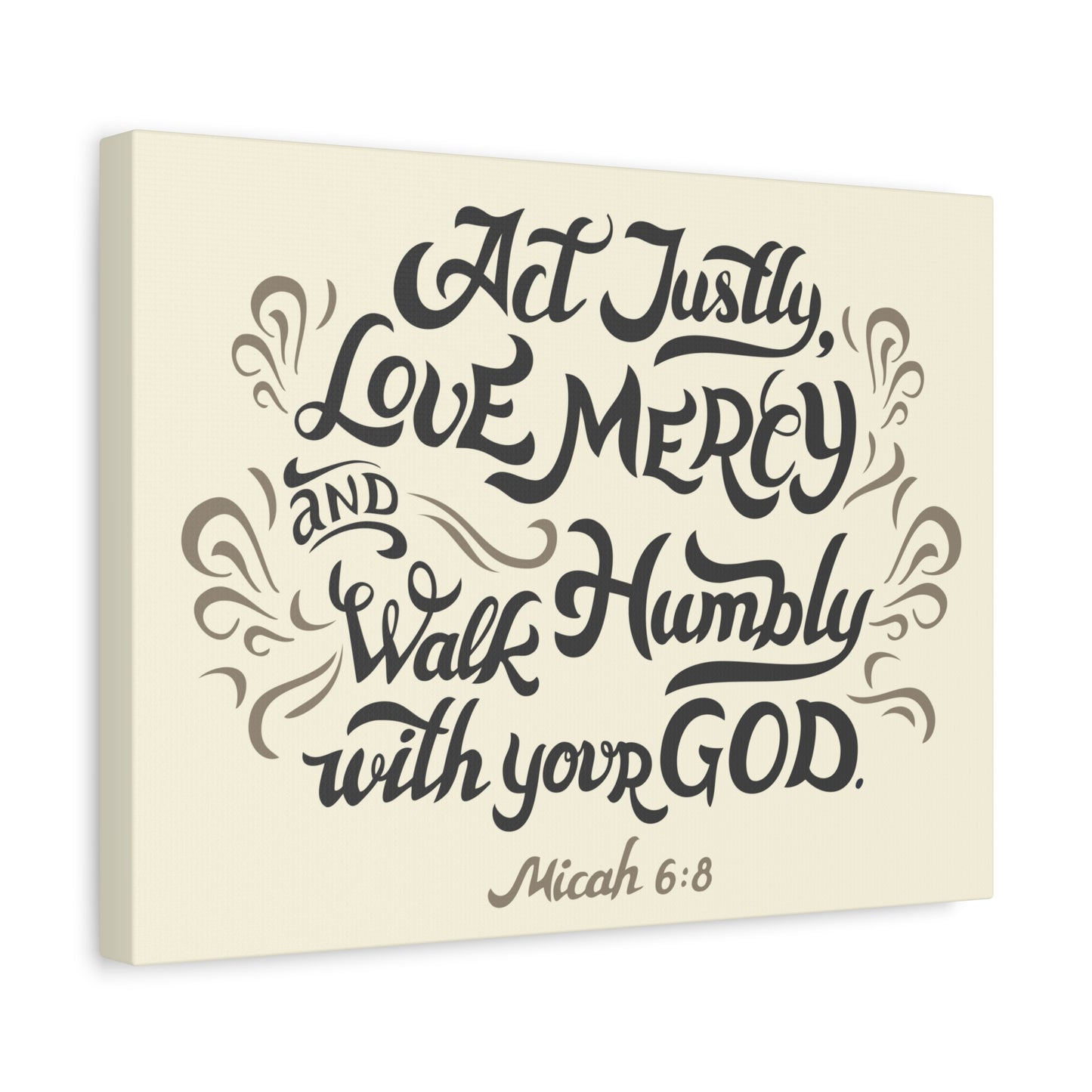 Scripture Canvas Act Justly Walk Humbly Micah 6:8 Christian Wall Art Bible Verse Print Ready To Hang