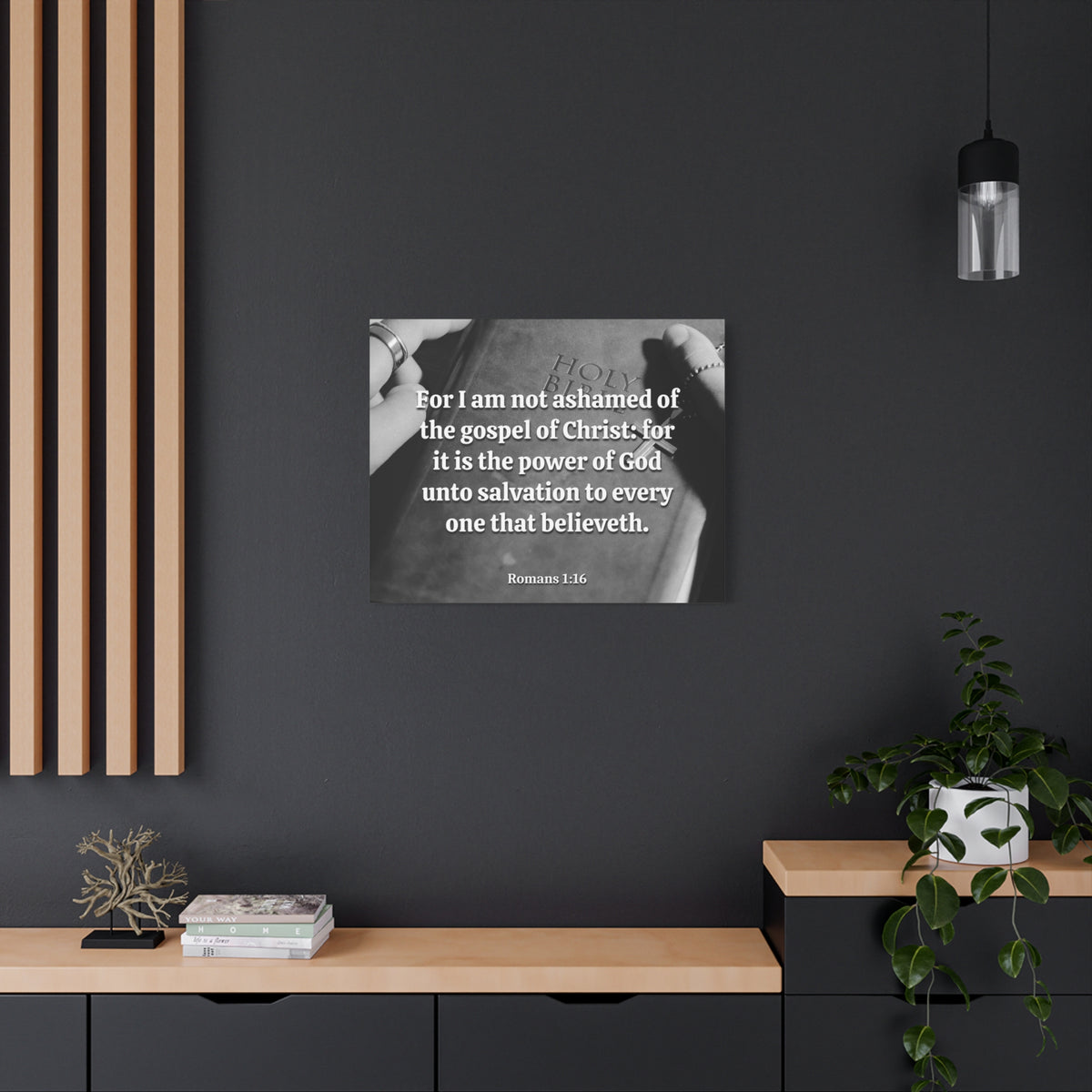 Scripture Canvas God Unto Salvation Romans 1:16 Christian Wall Art Bible Verse Print Ready to Hang