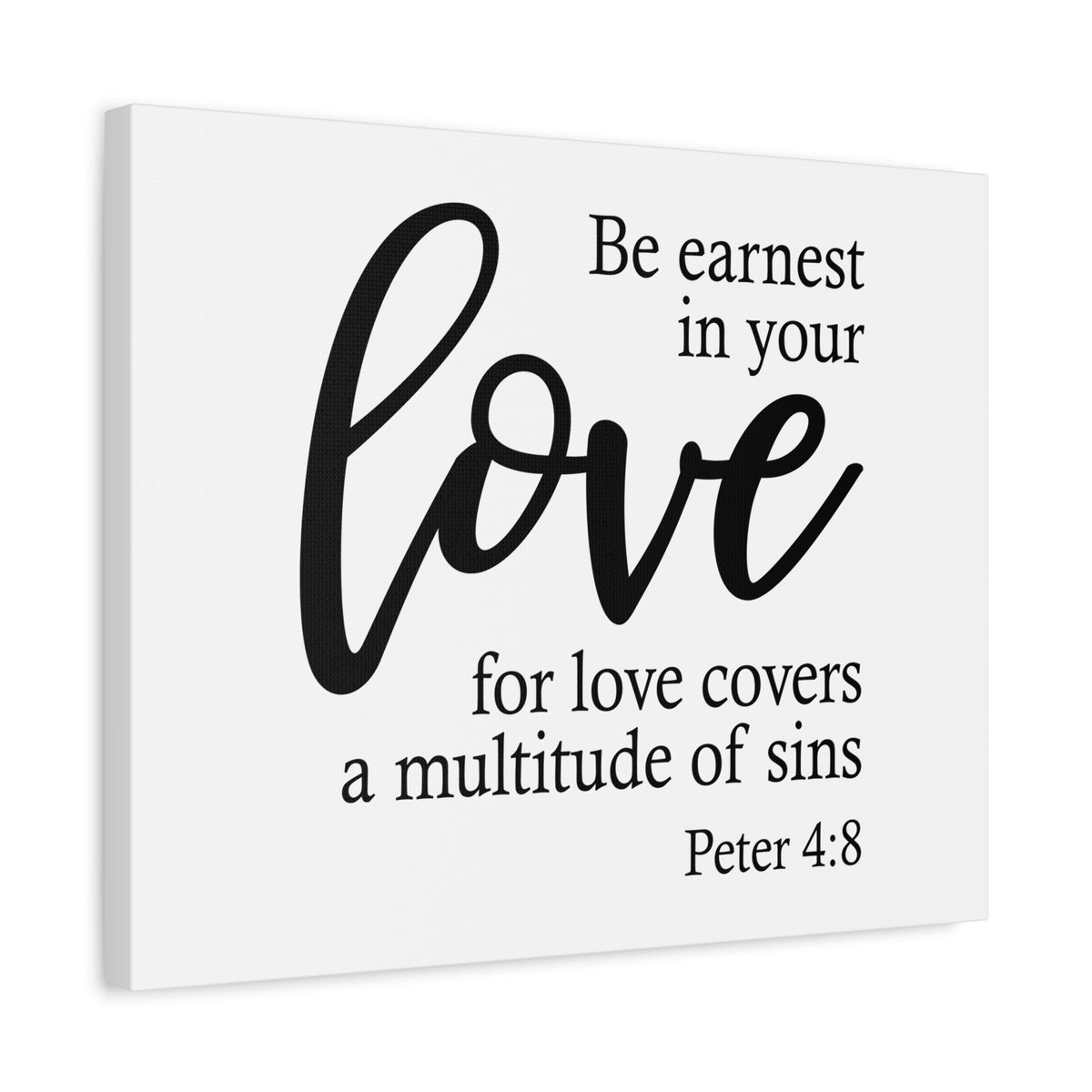 Scripture Canvas Love For Love Peter 4:8 Christian Wall Art Bible Verse Print Ready to Hang
