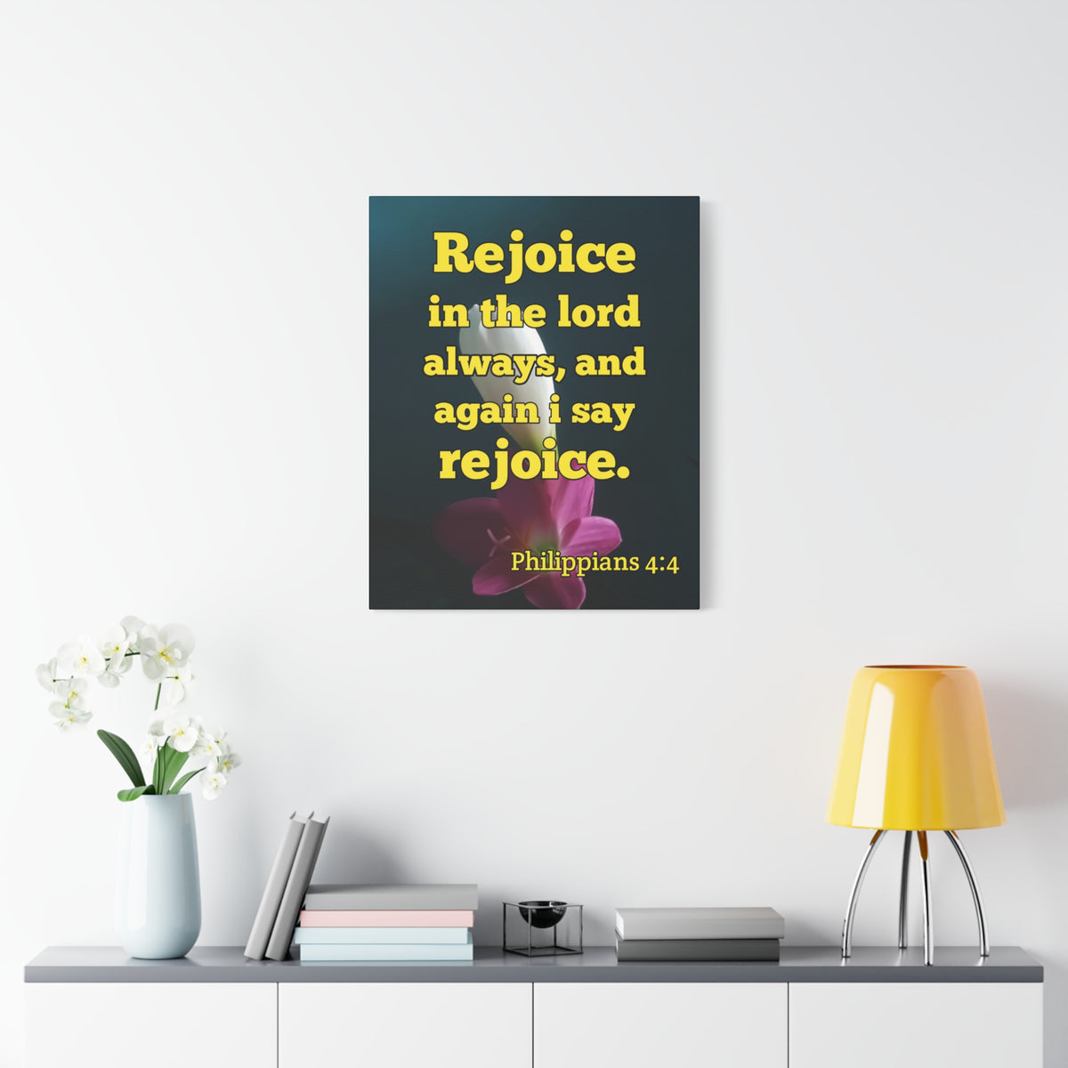 Scripture Canvas In The Lord Always Philippians 4:4 Christian Wall Art Bible Verse Print Ready to Hang