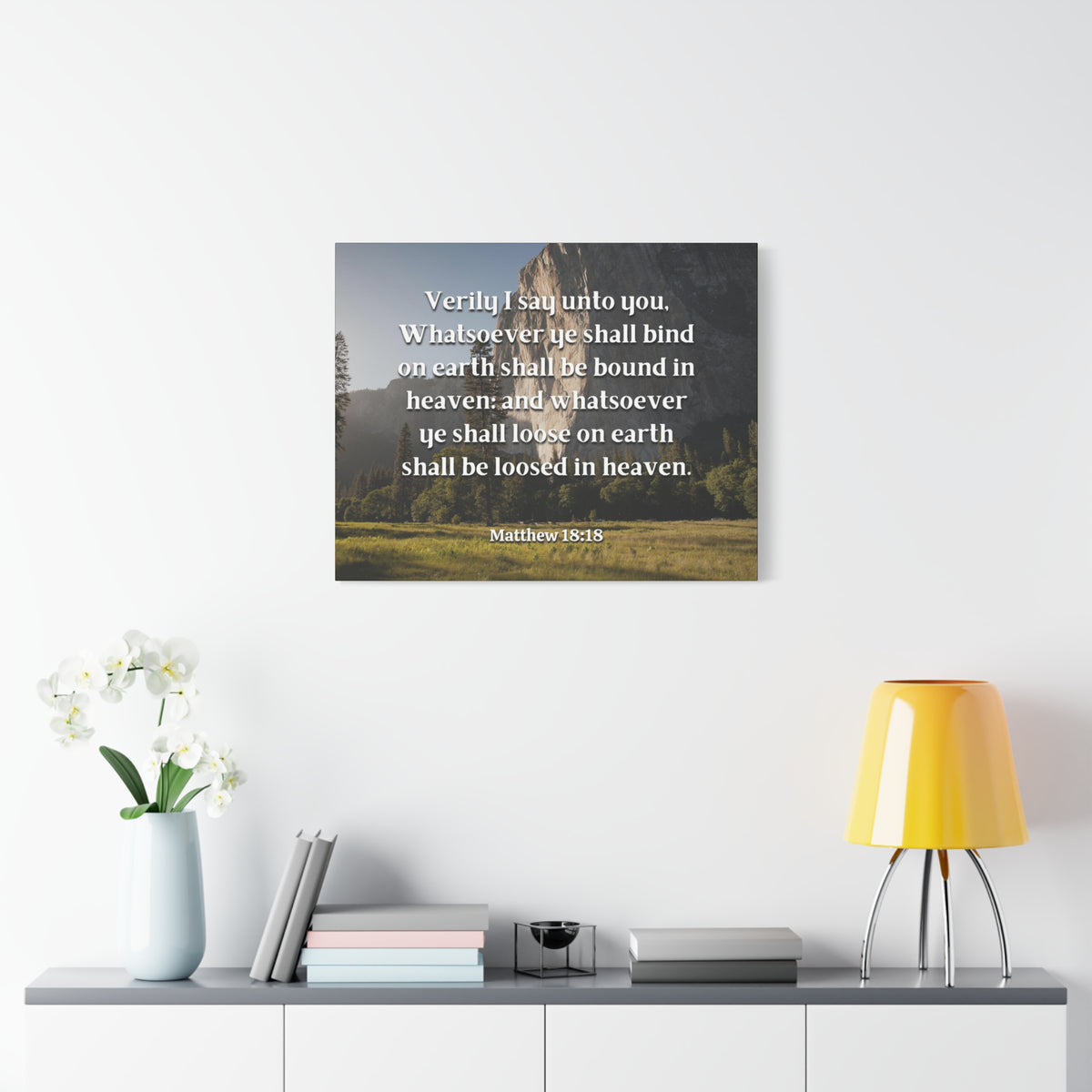 Scripture Canvas Bound In Heaven Matthew 18:18 Christian Wall Art Bible Verse Print Ready to Hang