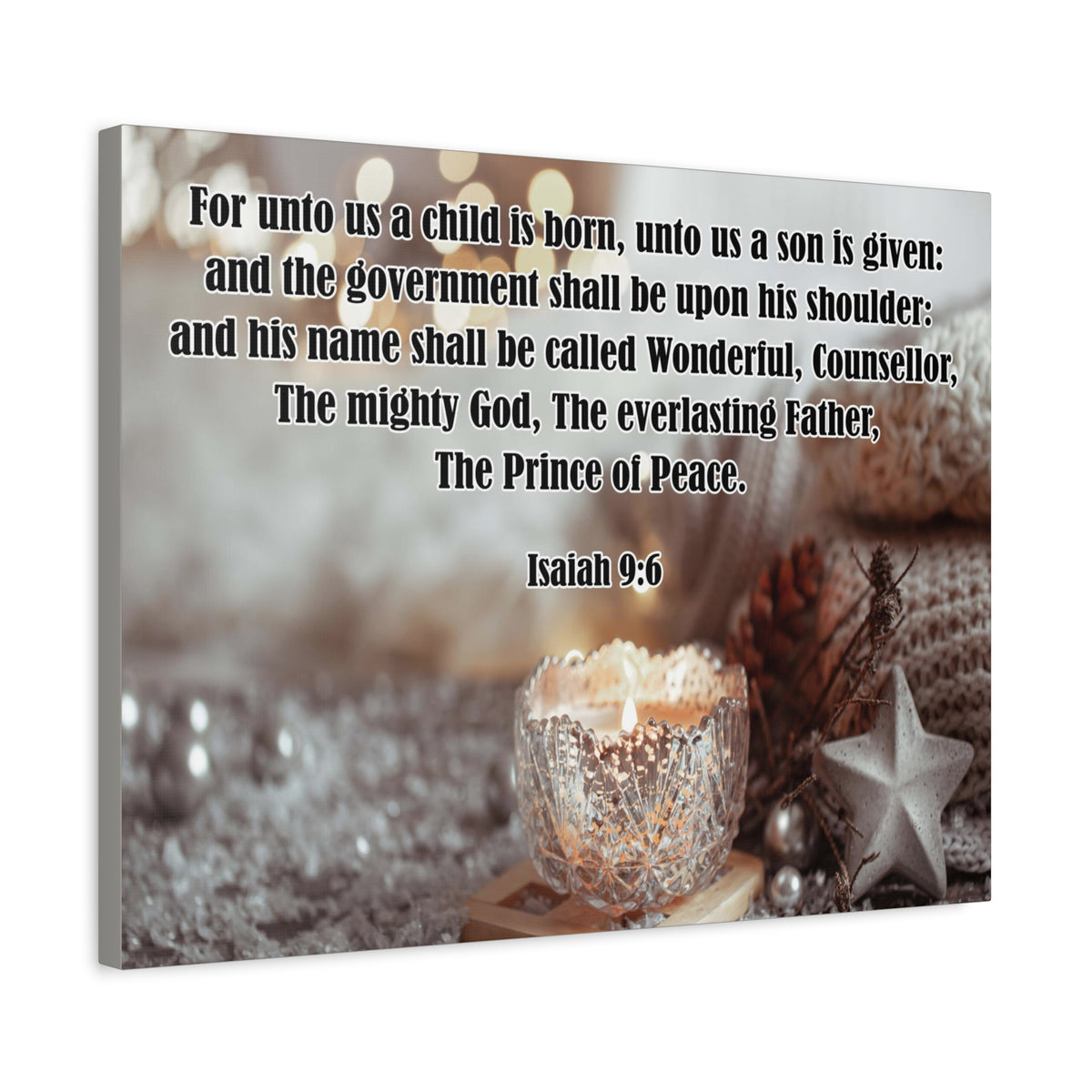 Scripture Canvas The Prince of Peace Isaiah 9:6 Christian Wall Art Bible Verse Print Ready to Hang