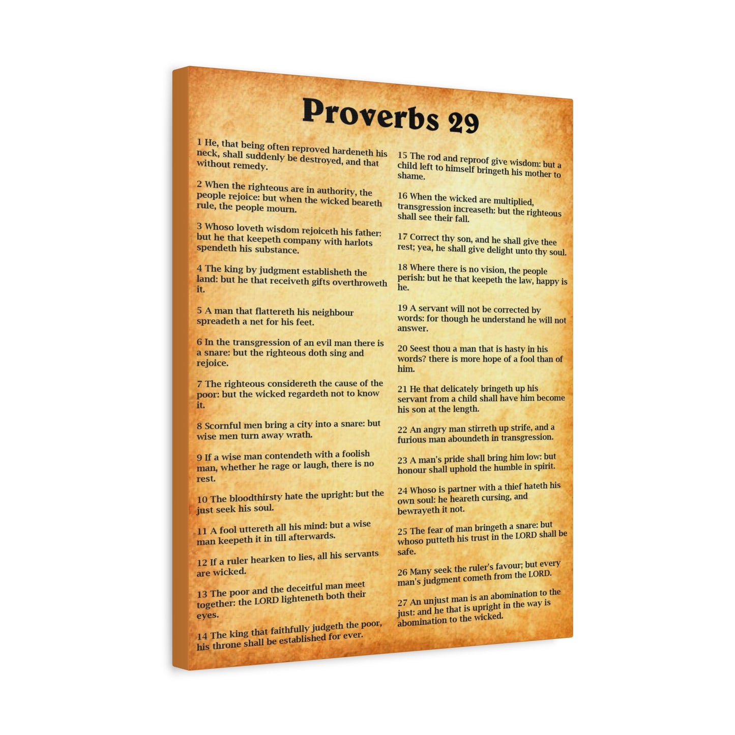 Scripture Walls Proverbs Chapter 29 Gold Bible Canvas Christian Wall Art Ready to Hang Unframed