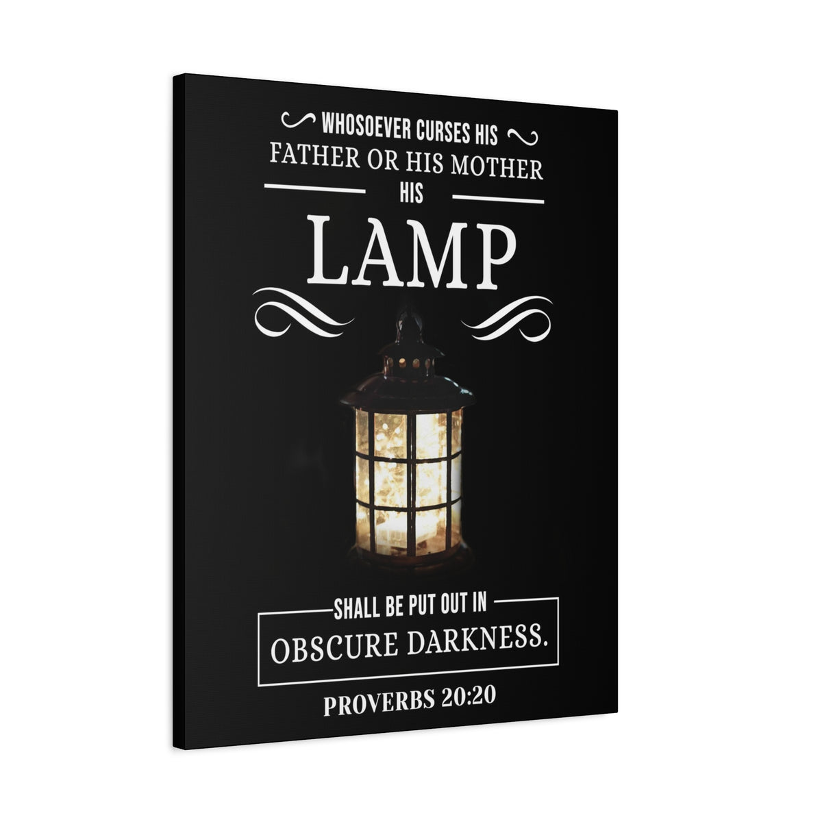 Scripture Canvas Lamp Proverbs 20:20 KJV Christian Wall Art Bible Verse Print Ready to Hang