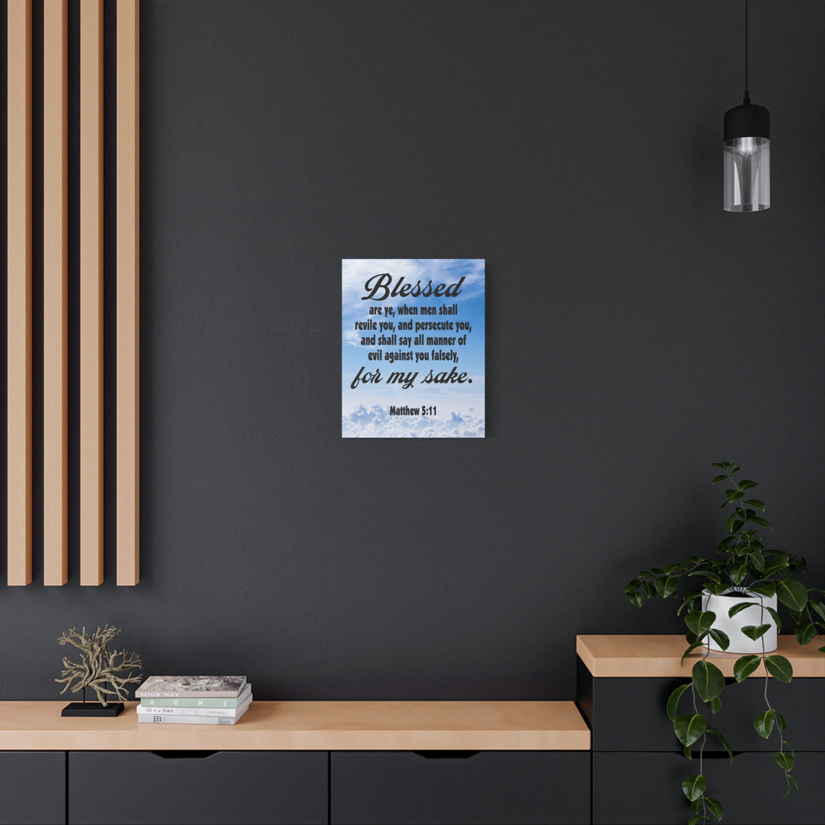 Scripture Canvas Blessed For My Sake Matthew 5:11 Christian Wall Art Bible Verse Print Ready to Hang