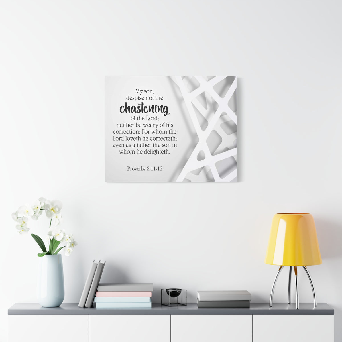 Scripture Canvas Chastening Proverbs 3:11-12 Christian Wall Art Bible Verse Print Ready to Hang