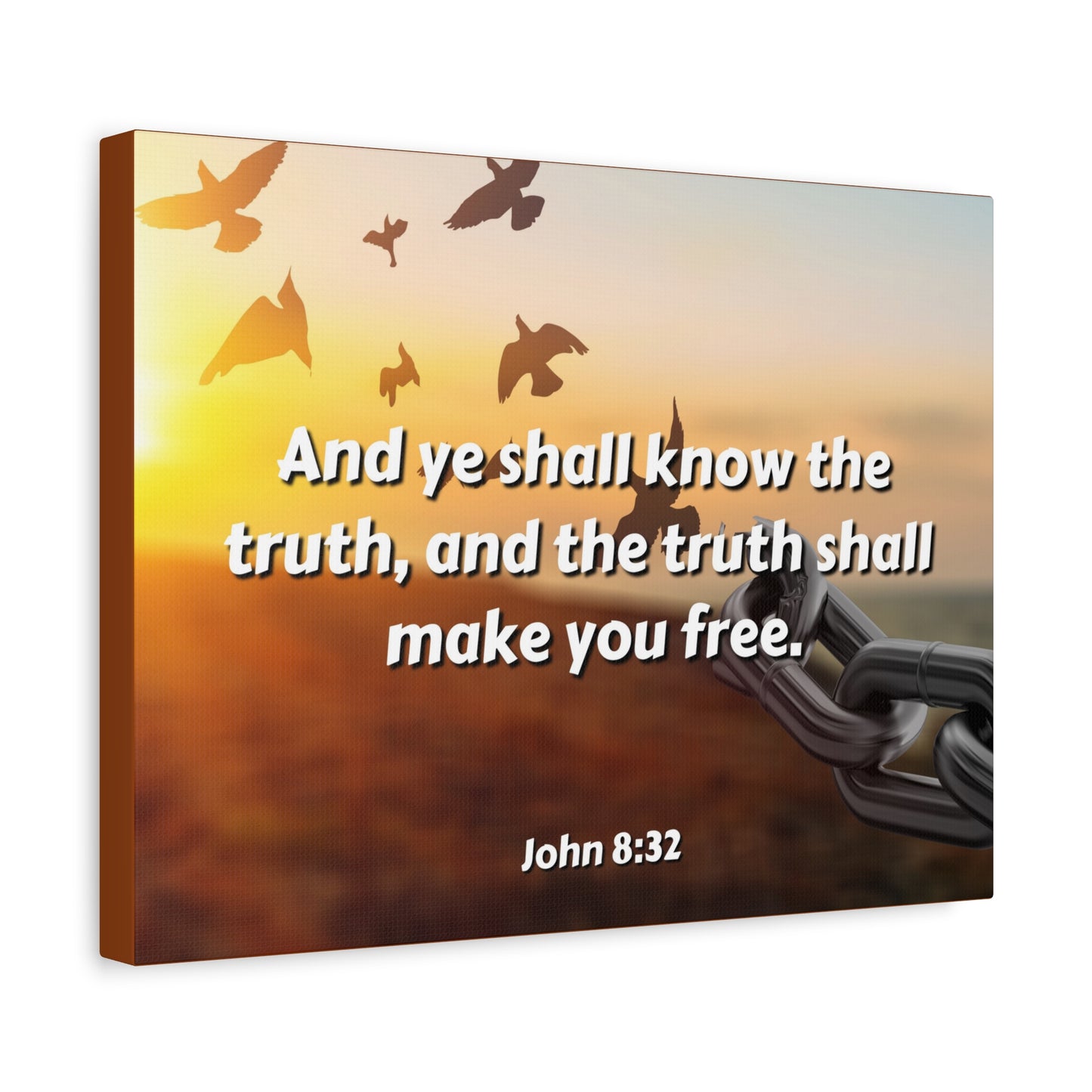 Scripture Canvas The Truth John 8:32 Christian Wall Art Bible Verse Print Ready to Hang