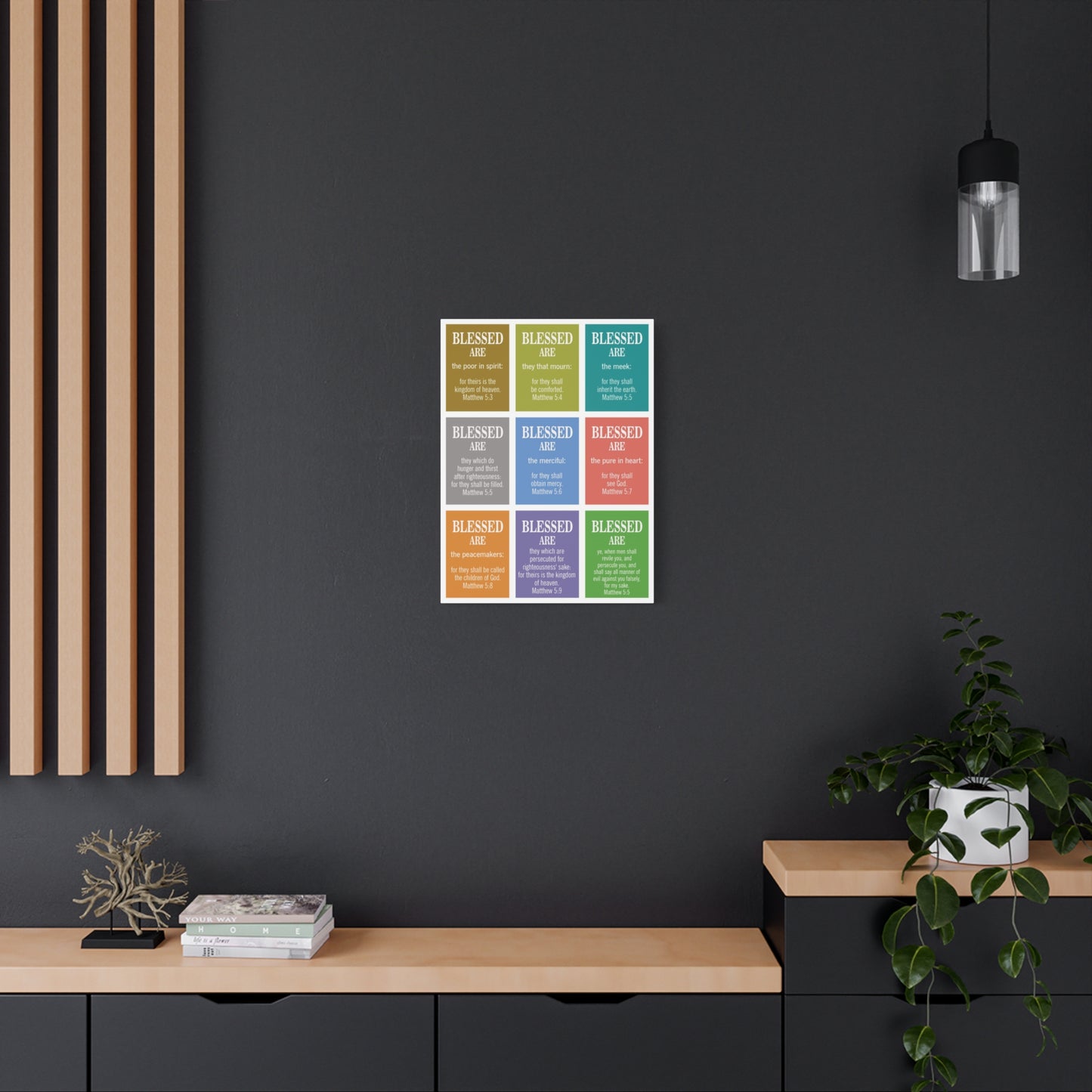Bible Verse Canvas The Beatitudes Matthew 5:3‭-‬11 KJV Christian Home Decor Scripture Art