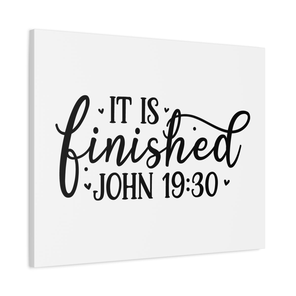 Scripture Canvas It Is Finished Small Hearts John 19:30 Christian Wall Art Bible Verse Print Ready to Hang