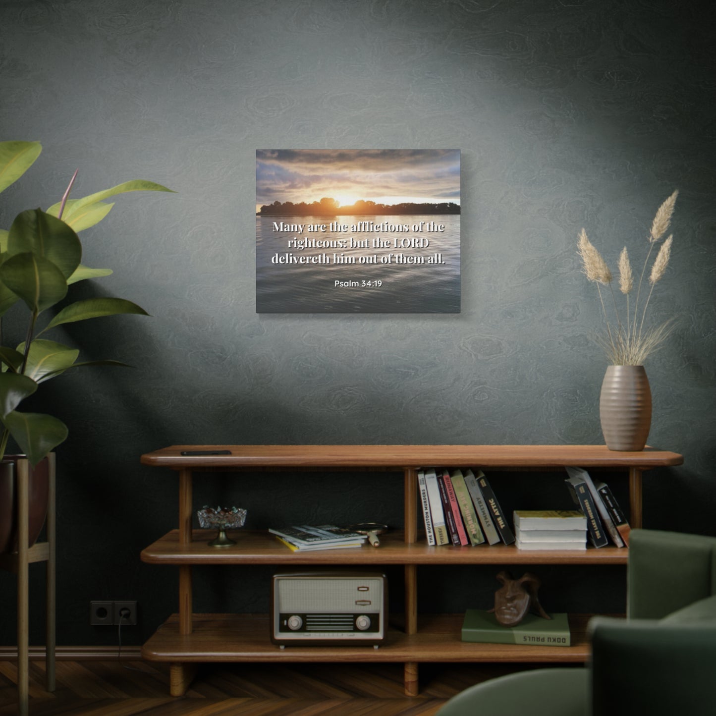 Scripture Canvas The Afflictions Psalm 34:19 Christian Wall Art Bible Verse Print Ready to Hang