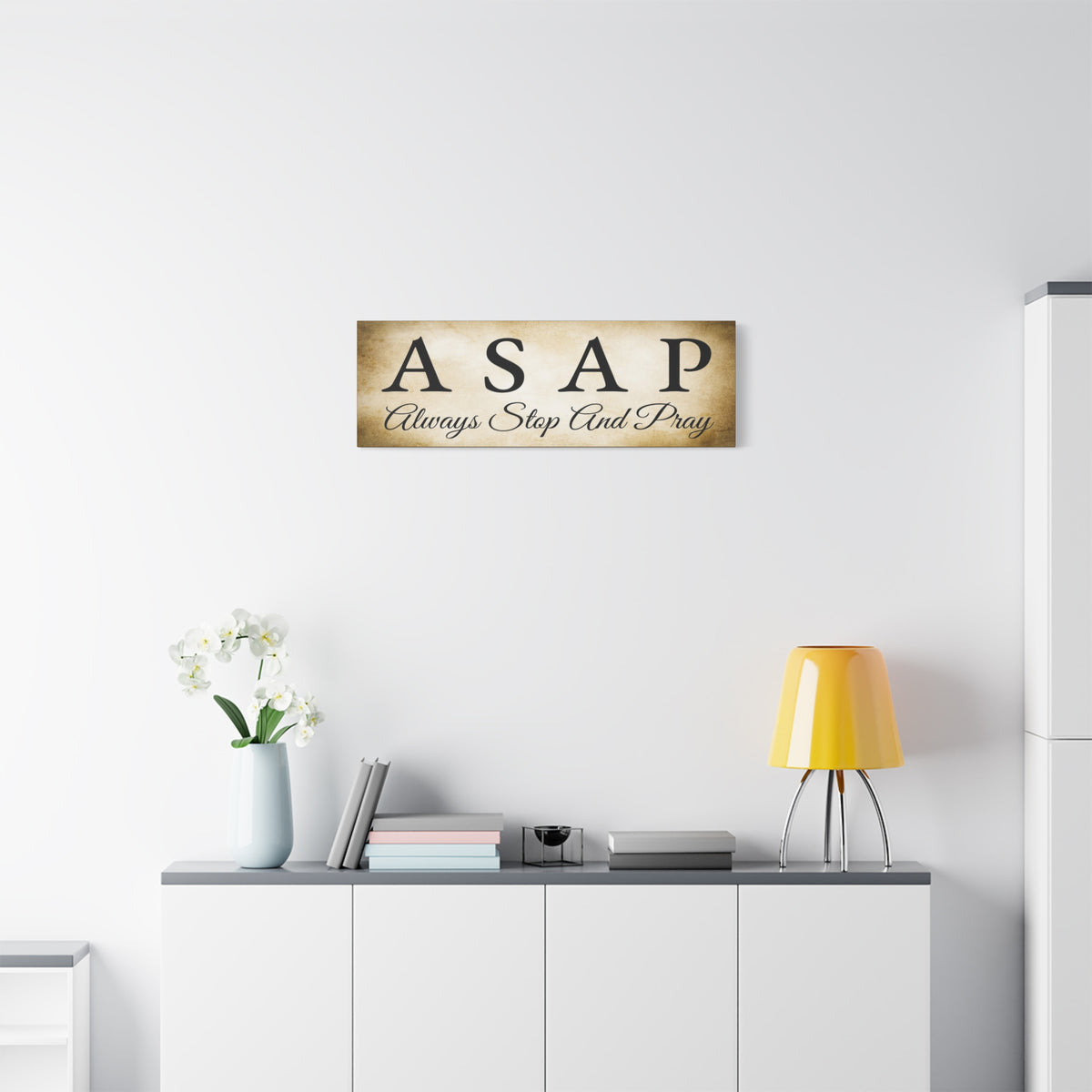 Scripture Walls Stop & Pray 1 Thessalonians 5:17 Gold Bible Verse Canvas Christian Wall Art Ready to Hang Unframed