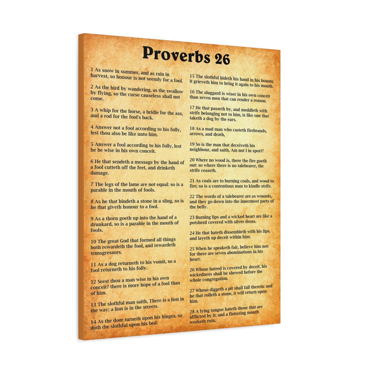 Scripture Walls Proverbs Chapter 26 Gold Bible Canvas Christian Wall Art Ready to Hang Unframed