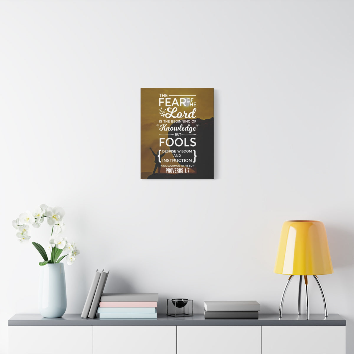 Scripture Canvas Beginning of Knowledge Proverbs 1:7 Christian Wall Art Bible Verse Print Ready to Hang