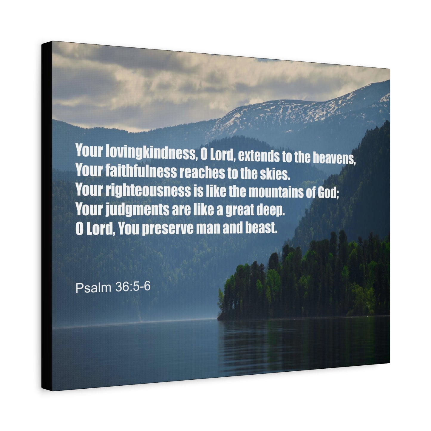 Scripture Canvas Your Lovingkindness Psalm 36:5-6 Christian Wall Art Bible Verse Print Ready to Hang