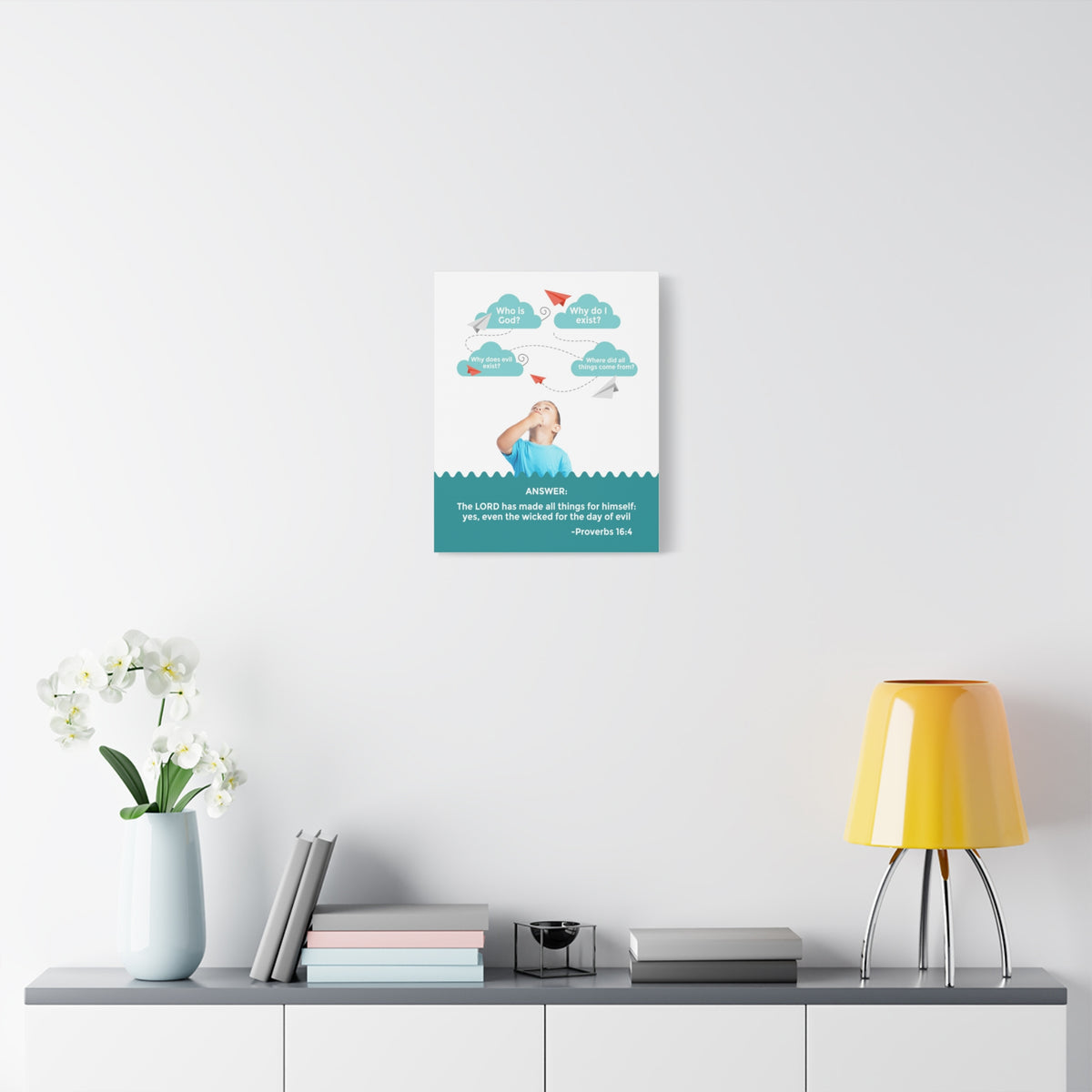 Scripture Canvas Day of Evil Proverbs 16:4 Christian Wall Art Bible Verse Print Ready to Hang