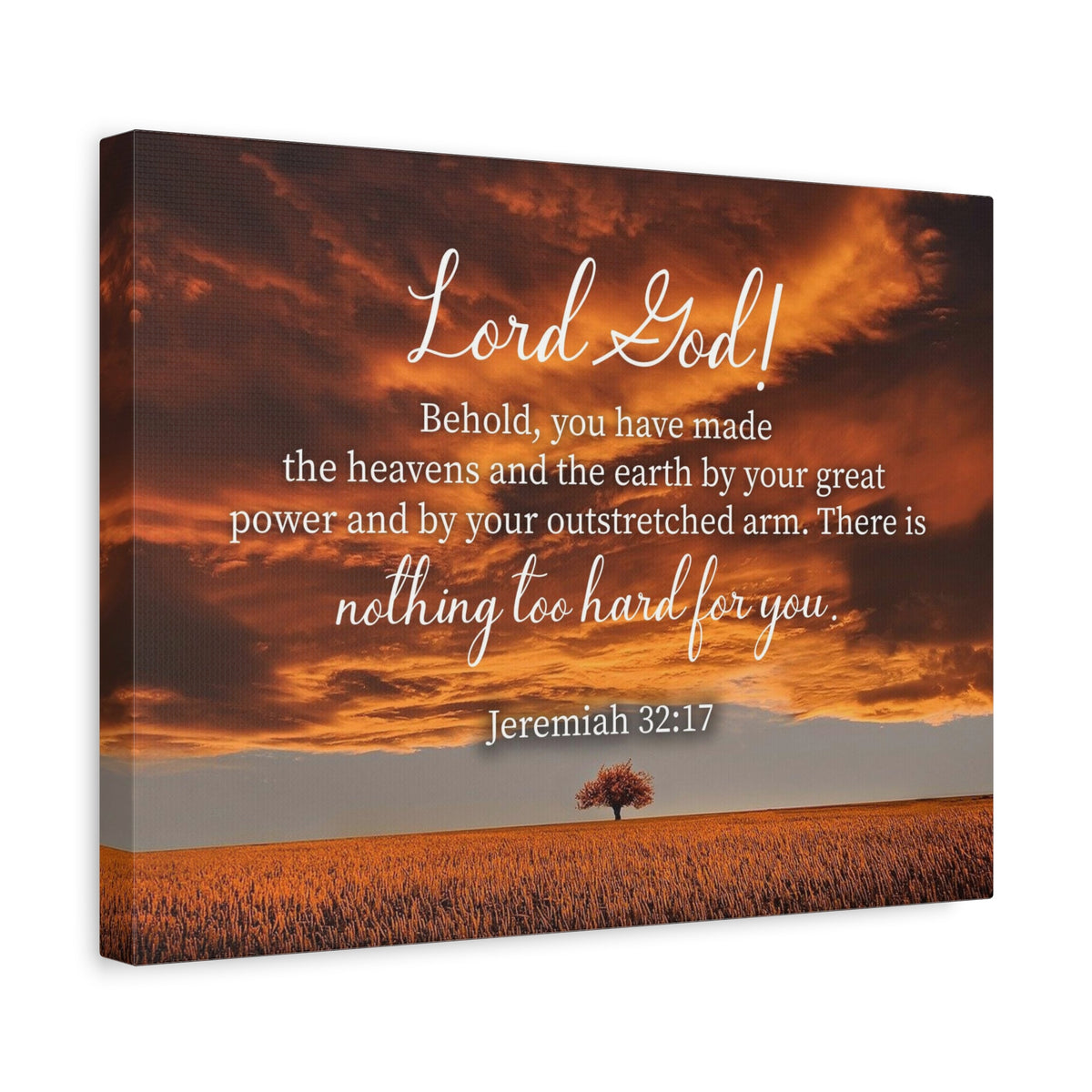 Scripture Canvas Great Power Jeremiah 32:17 Christian Wall Art Bible Verse Print Ready to Hang